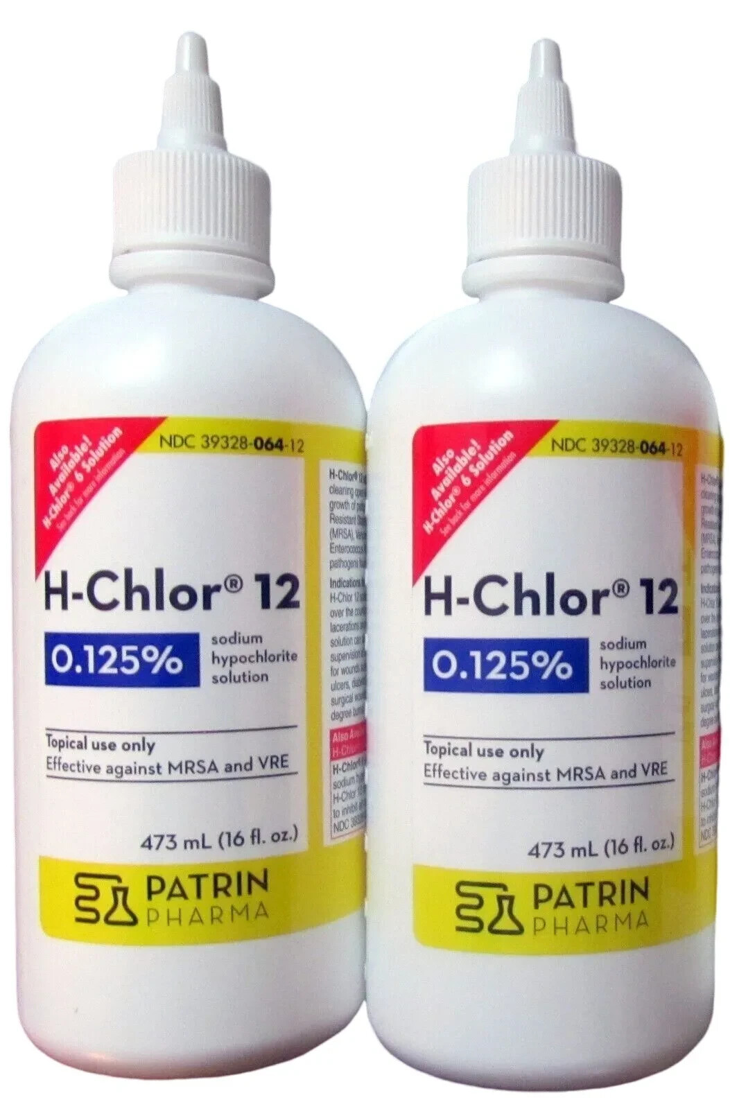 H-Chlor 12 WOUND WASH Effective MRSA & VRE 16oz ( 2 pack )