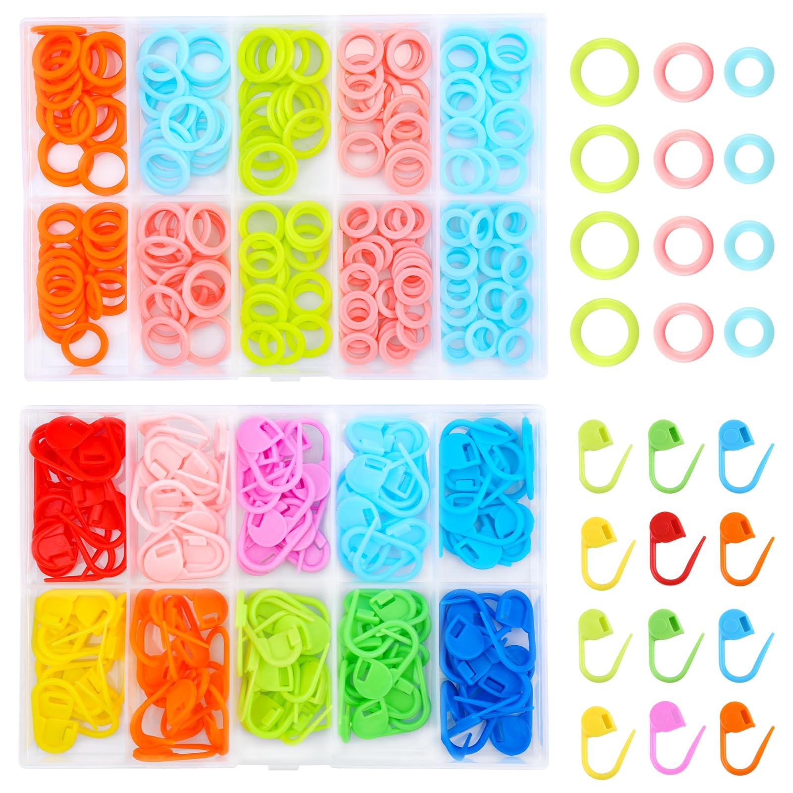 LUNARM 340 Pcs Stitch Ring Markers and Colorful 340 Pcs, 16 colors/340pcs