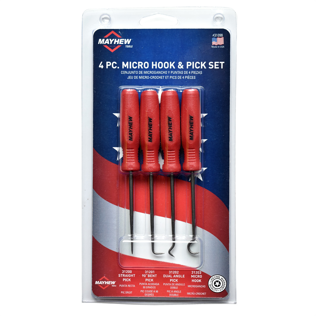 Mayhew Mayhew Tools 4 PC Micro Hook & Pick Set 31098