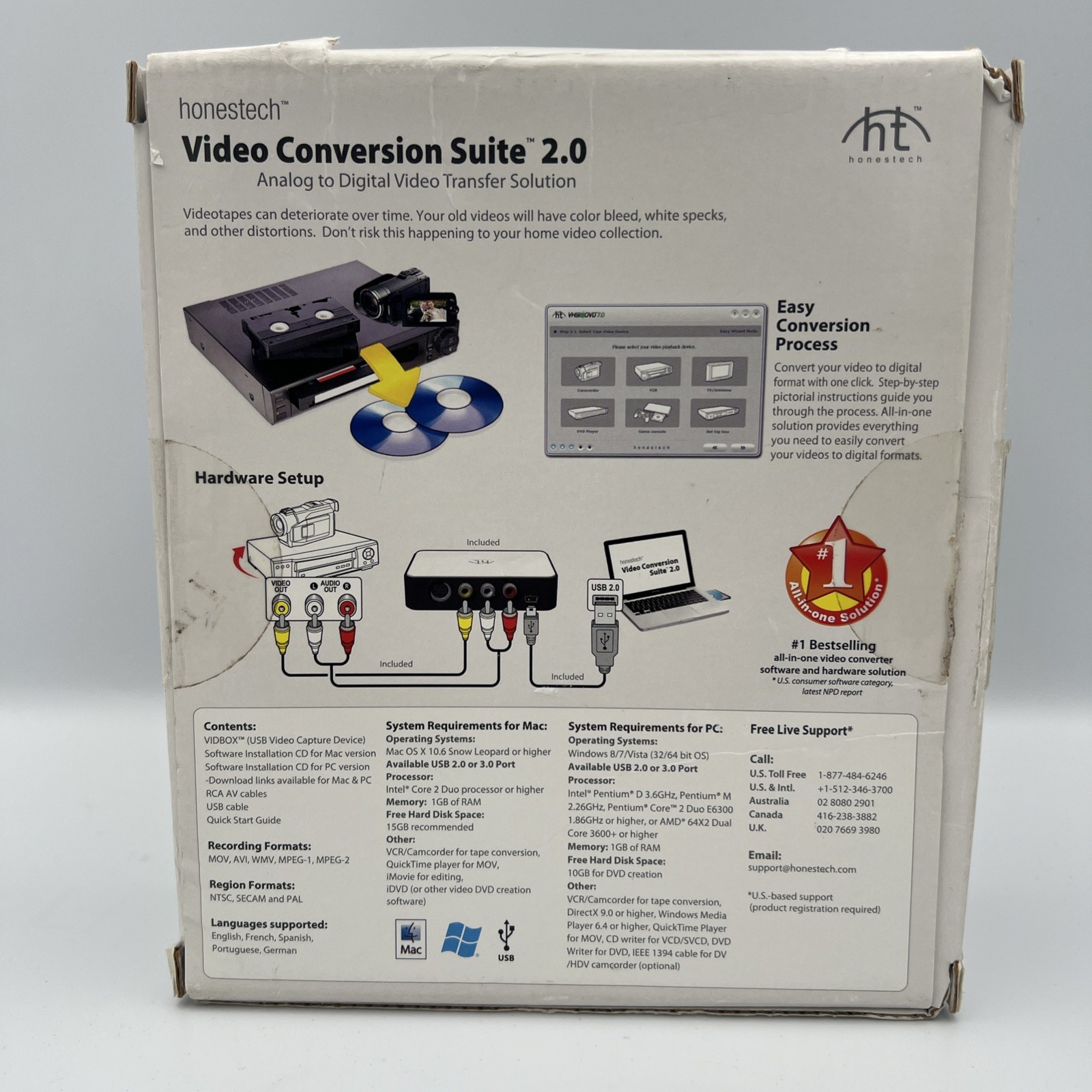 Honestech Video Conversion Suite 2.0 for PC & Mac Analog to Digital Solution