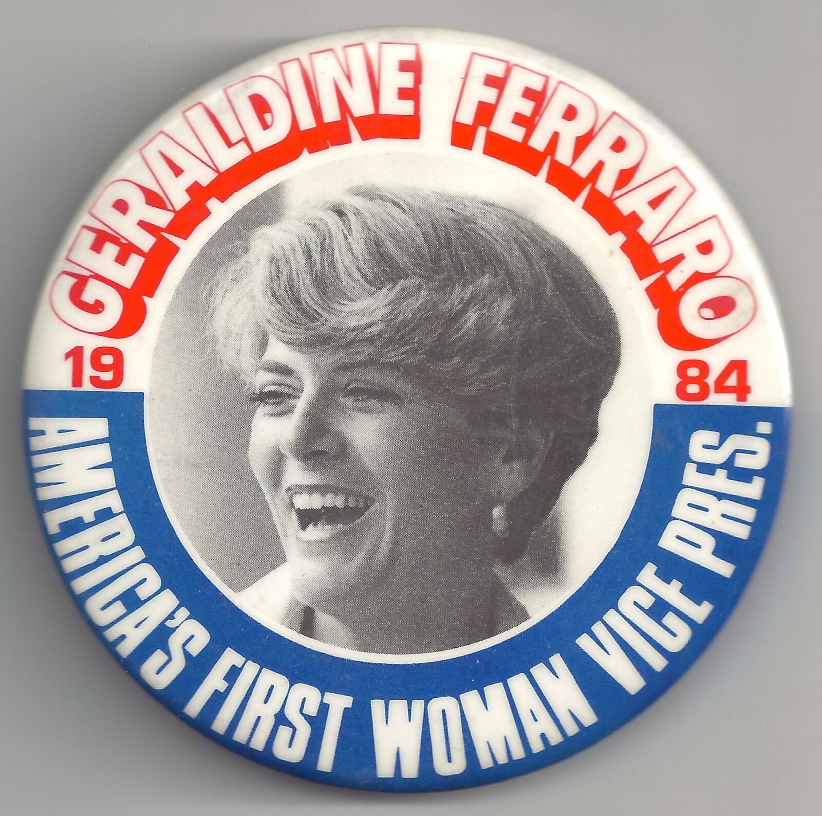 GERALDINE FERRARO 1st Woman VP Pin ~ Large 3.5" Size 1984