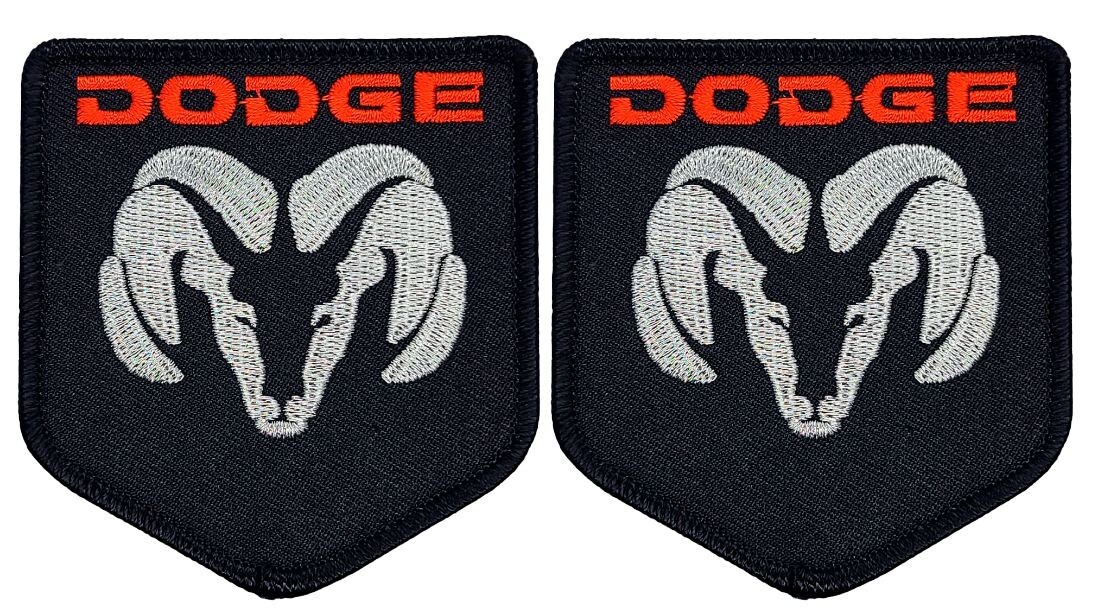 DODGE RAM SHIELD EMBROIDERED PATCH - 2PC BUNDLE - iron on sew  3" x 3"