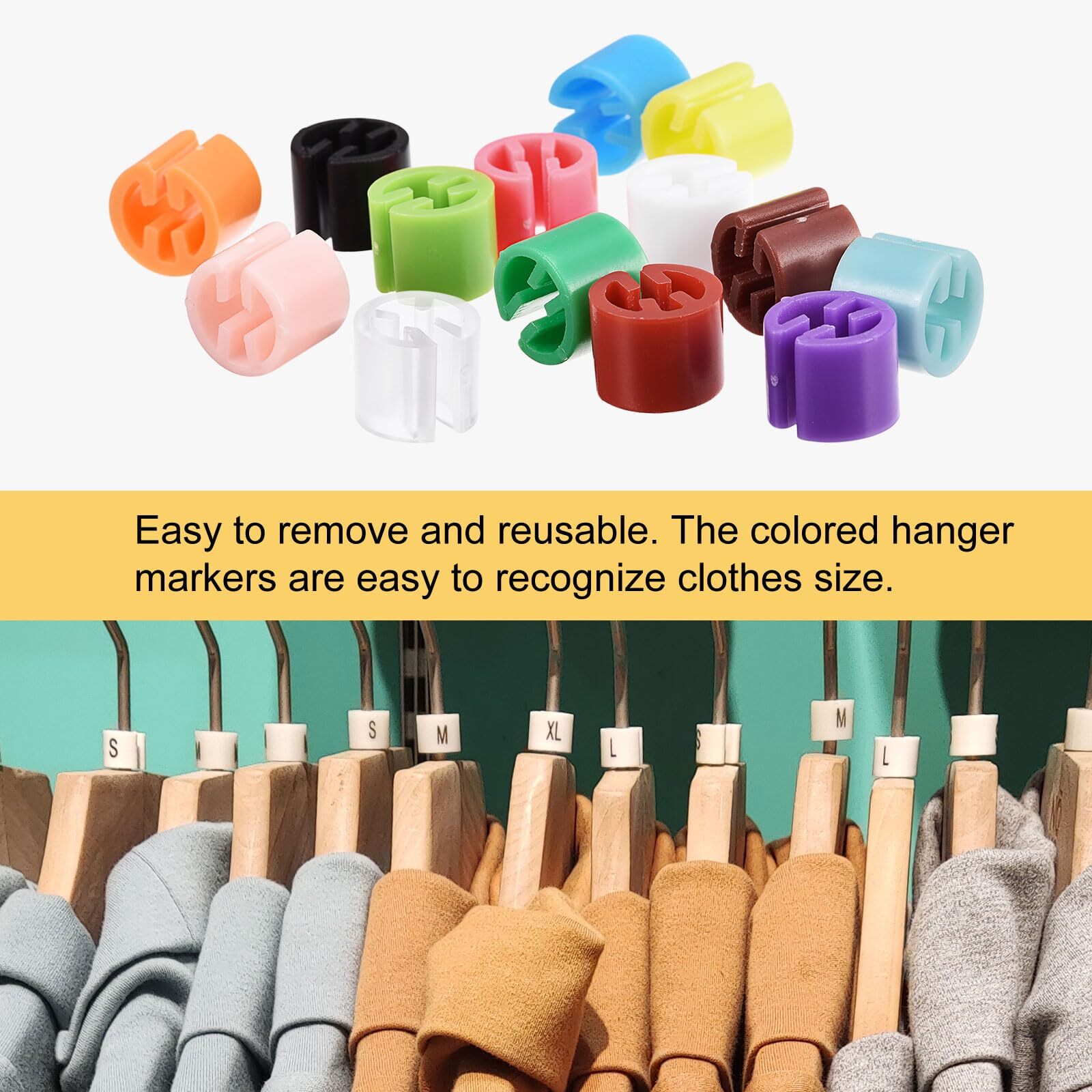 Clothes Hanger Marker Blank Fit 3.5mm Rod for Garment Color Coding Yellow Cou...