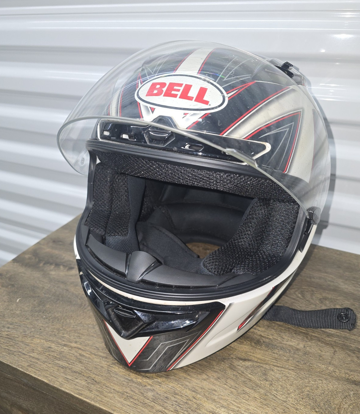 Bell Full Face Motorcycle Helmet Adult Medium White Black Red Clear Shield