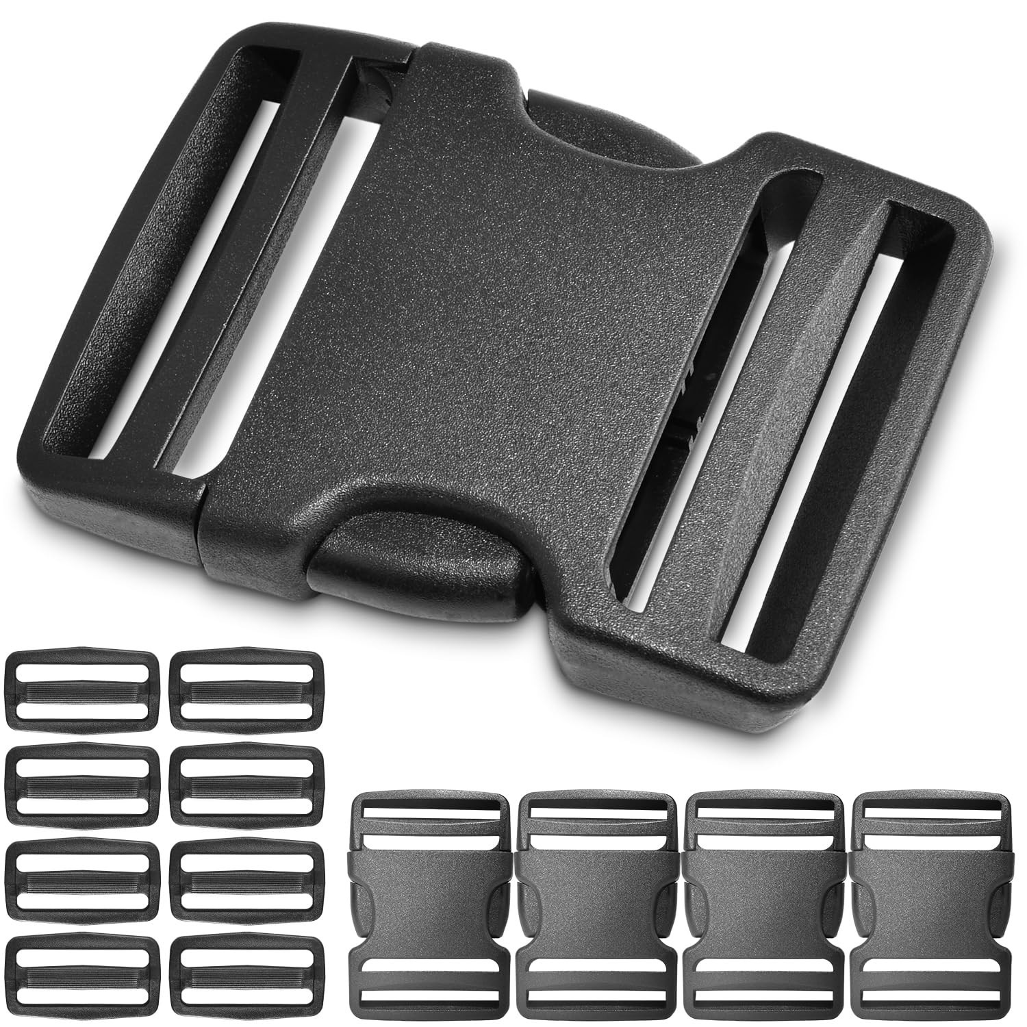 CooBigo 4 Set 2 Inch Plastic Buckles for Strap,4 pcs Quick Release Buckle+8 p...