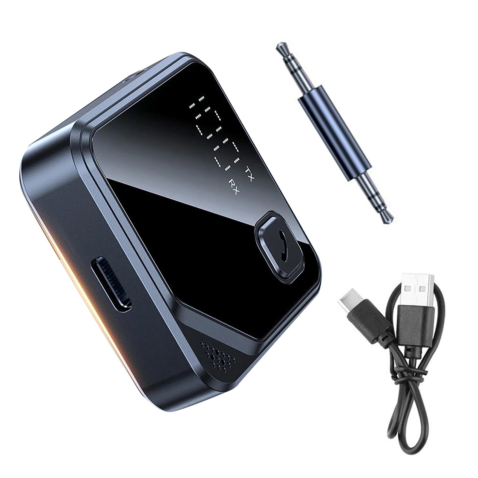 Bluetooth 5.4 Audio Adapter Transmitter Receiver with Hands-Free Mic AUX Jack