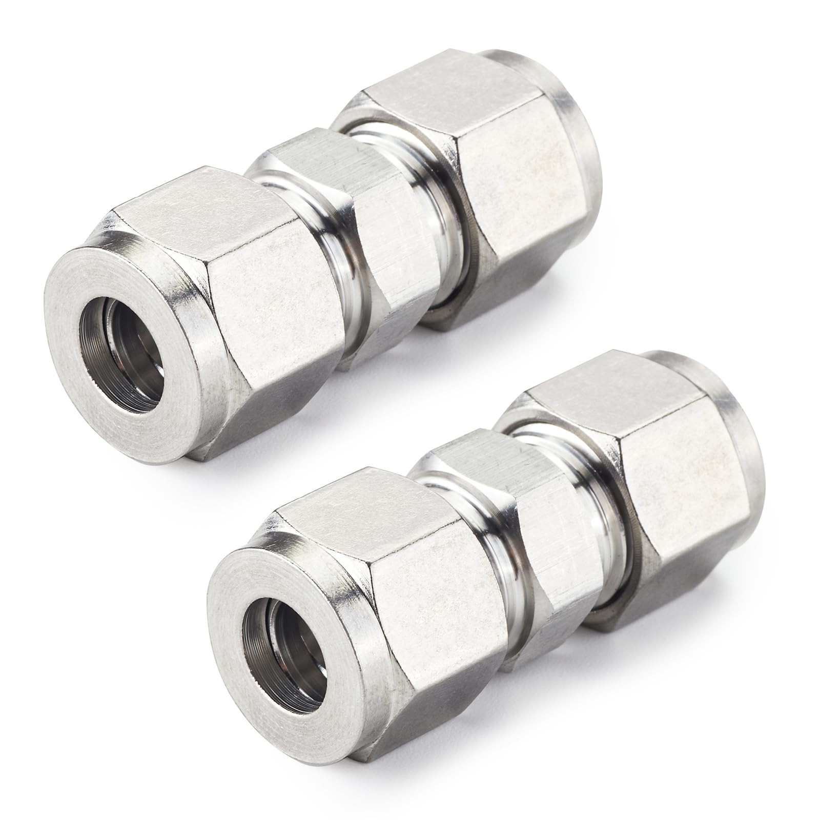 Metalwork 304 Stainless Steel Compression Tube 0.38" OD, Union - 2 Pcs