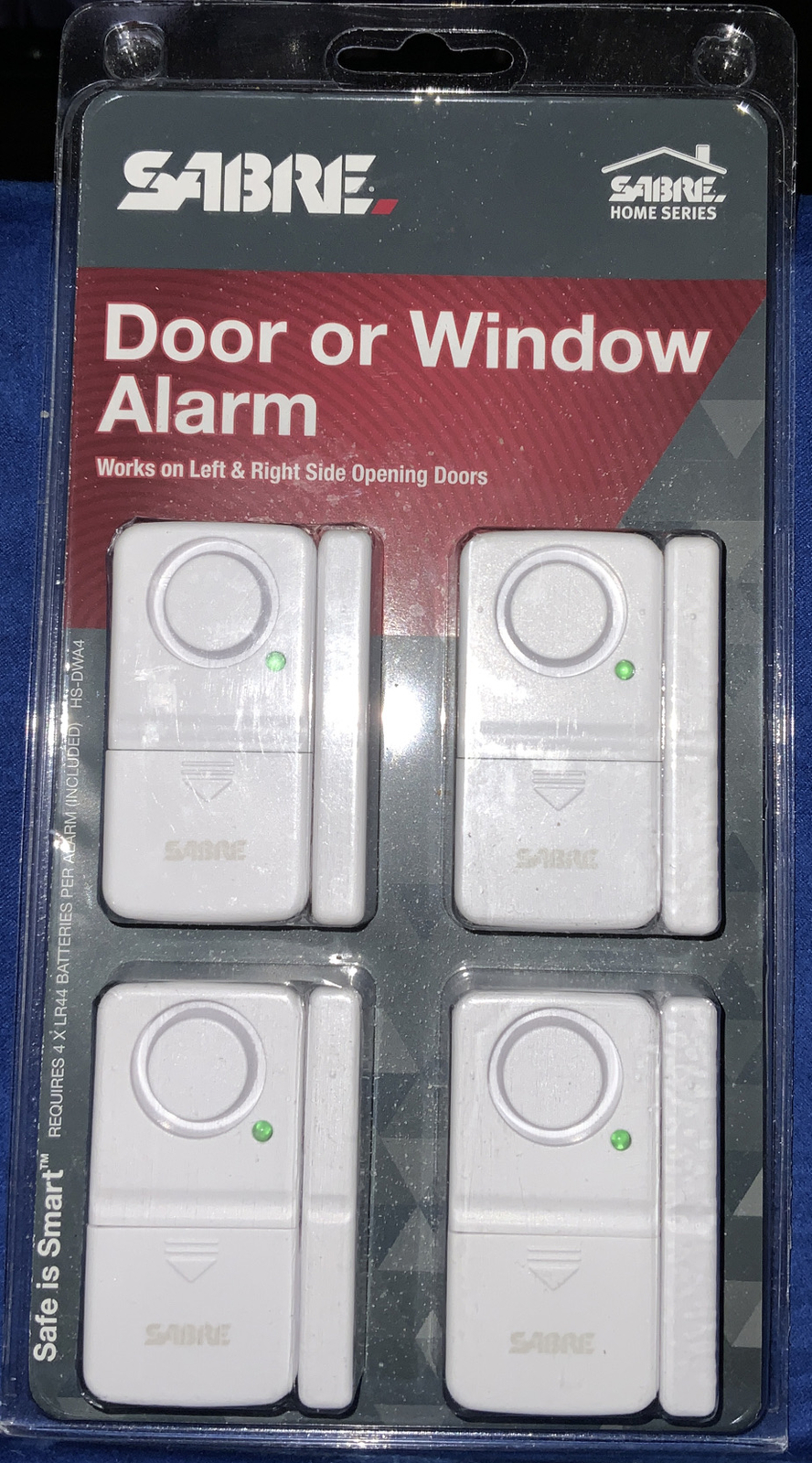 SABRE HS-DWA4 Wireless Home Security Door Window Burglar Alarm w 120 dB Siren