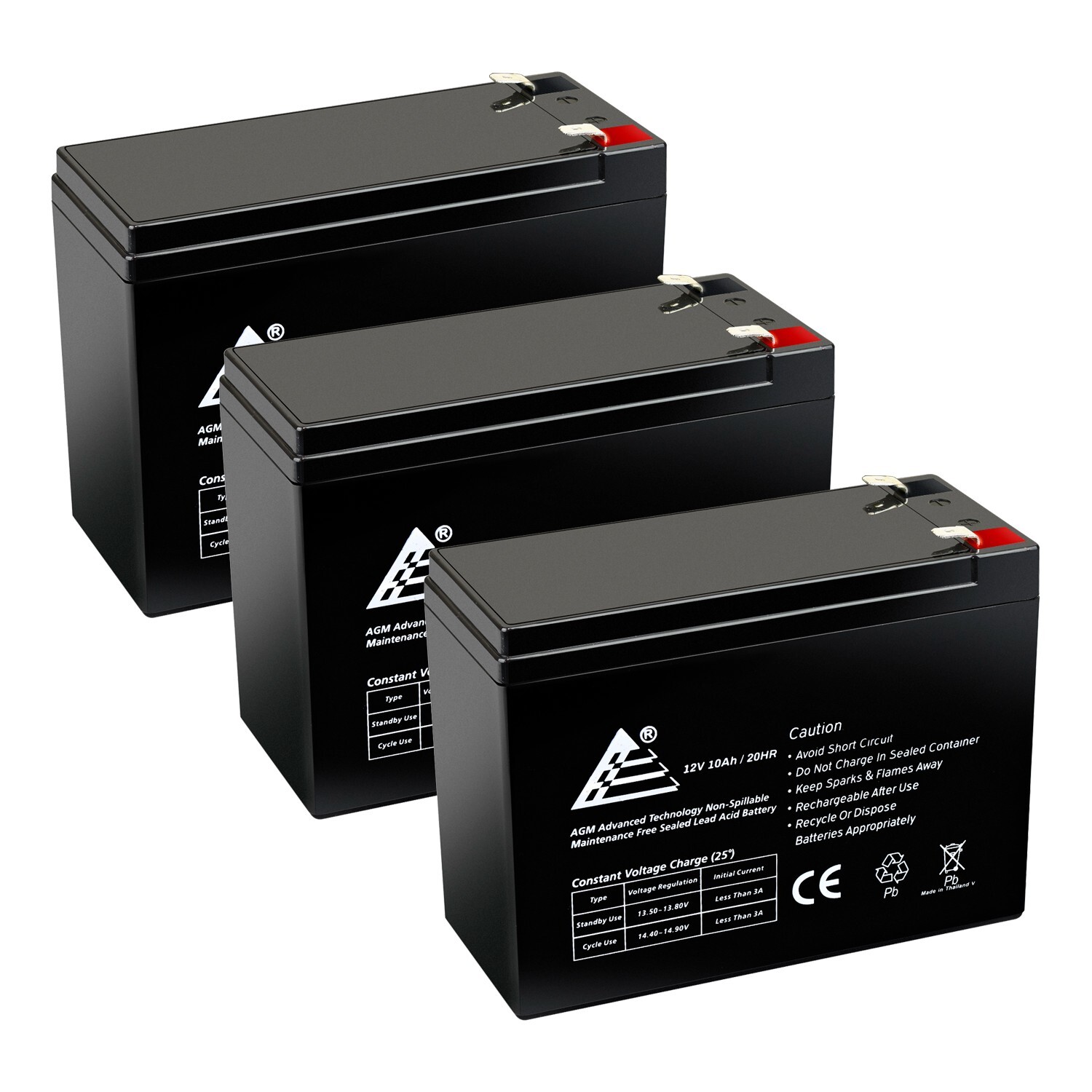 3 PACK_New 12V 10Ah Scooter Battery Replaces BB Battery BP10-12 T2, BP10-12T2