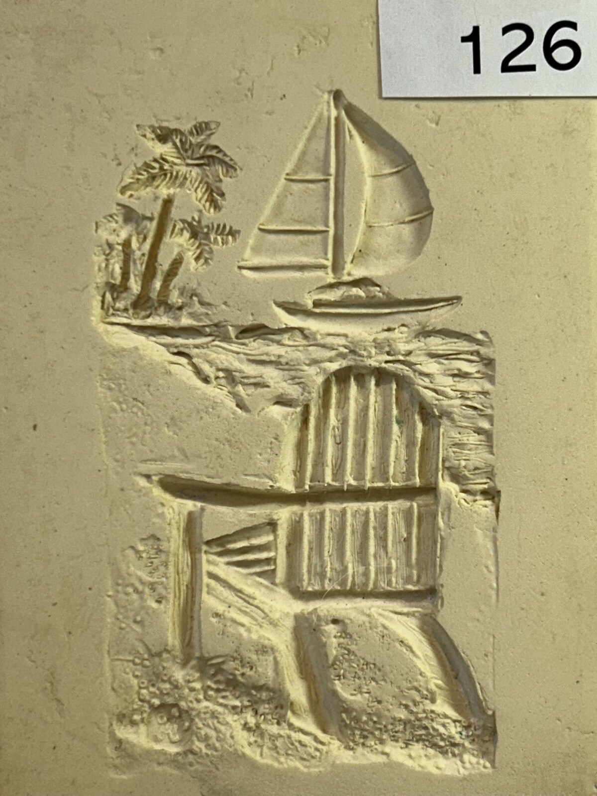 Sailboat Near Shore Paper Casting Mold For Paper Pulp, Clay, Air Dry Clay ￼#126