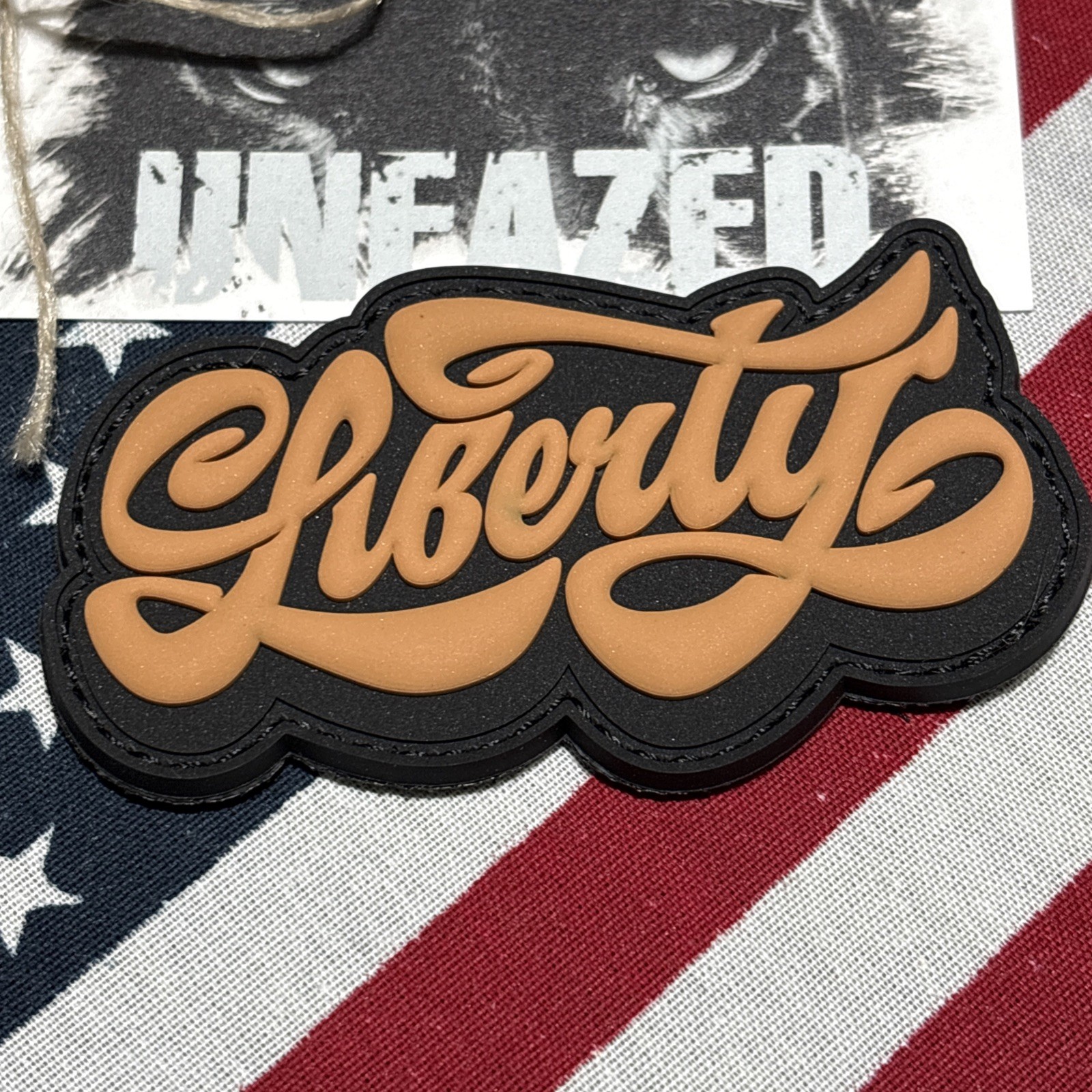 Liberty Blk Brown Morale Tactical Hook & Loop Patch High Quality 3d PVC 2x3”