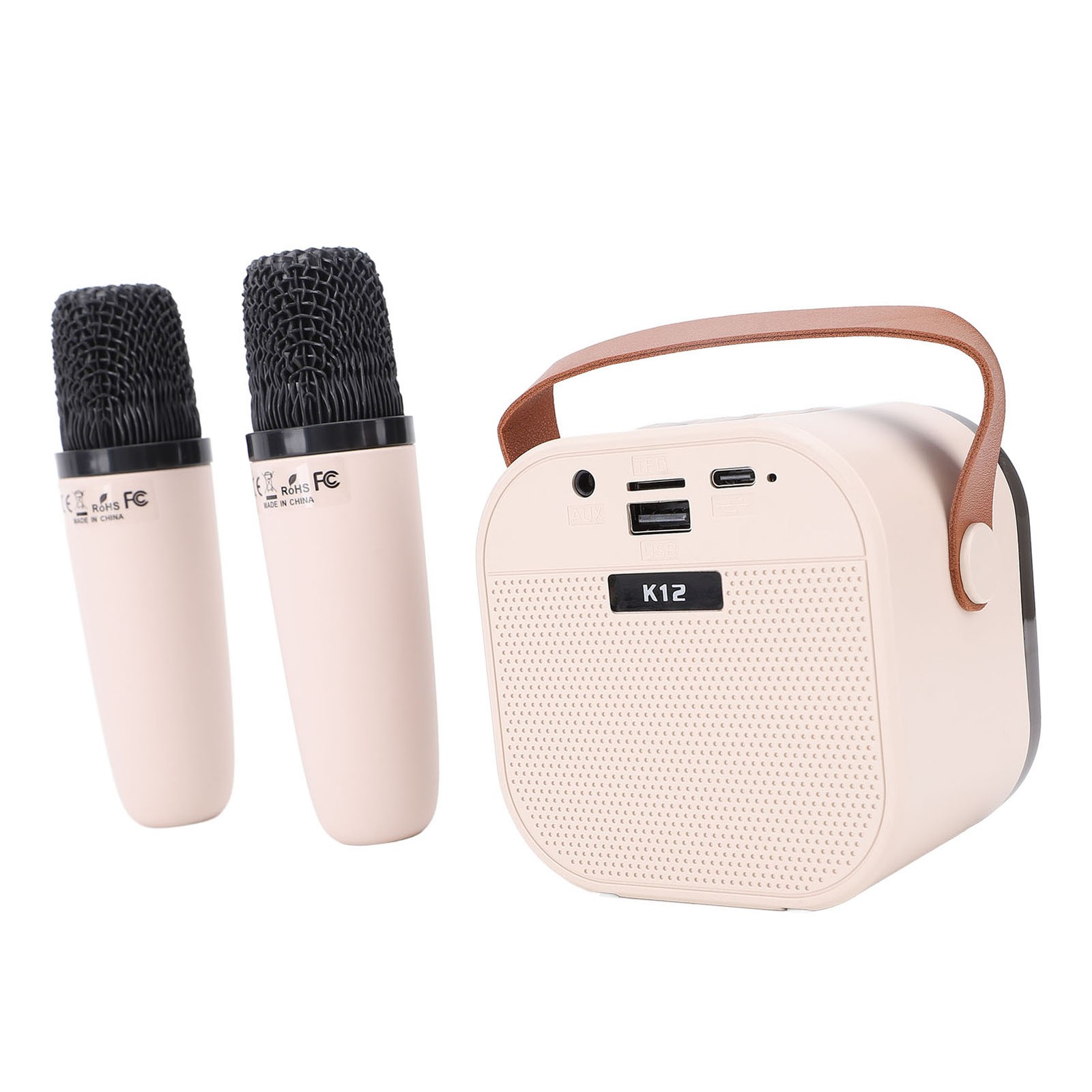 Karaoke Machine Portable Versatile Built In Light Dual Microphone Blue BT0