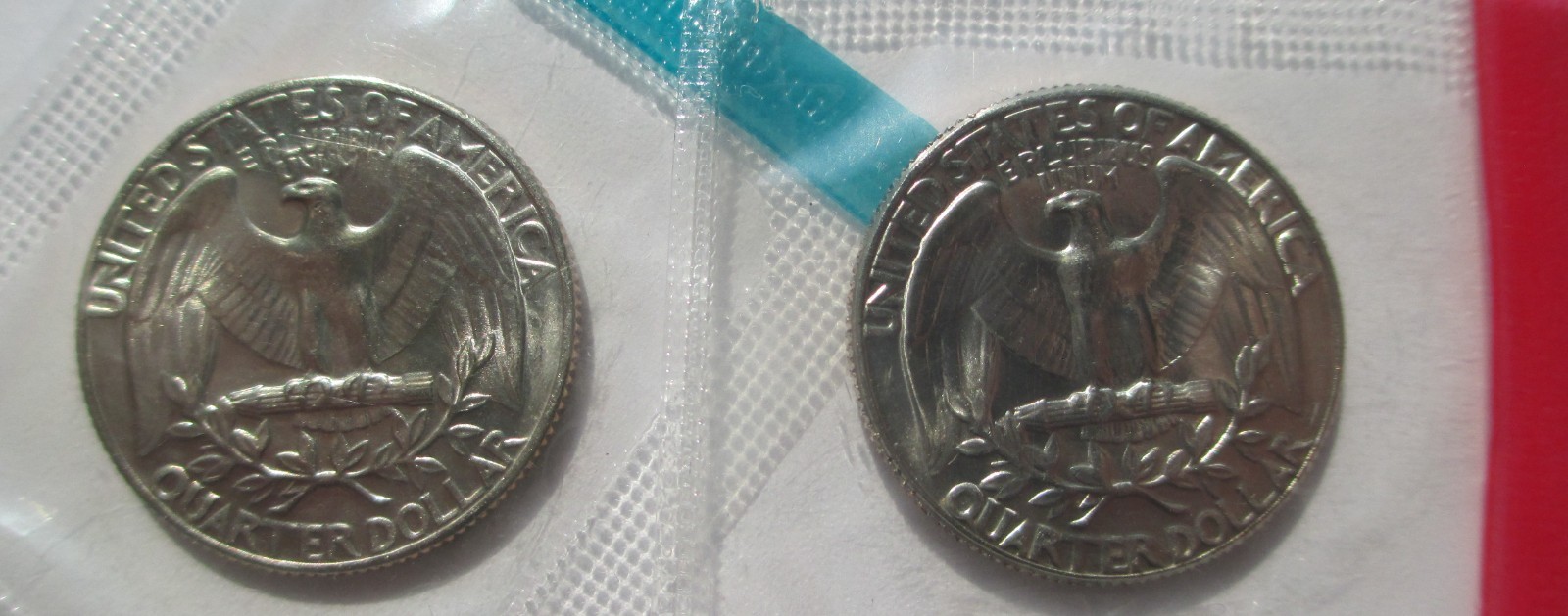 1973 P & D Washington Quarters in mint cellophane uncirculated