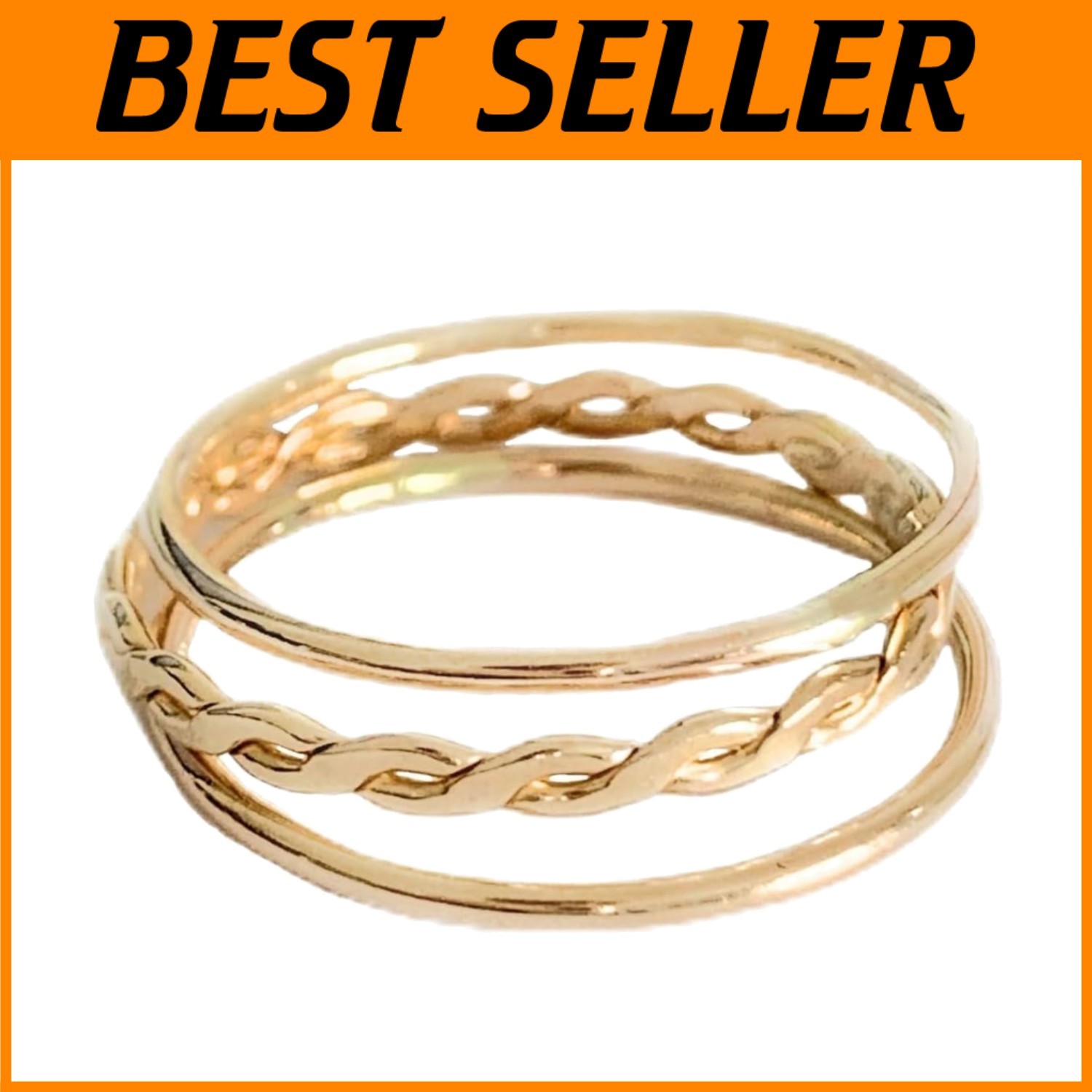 Gold Filled Toe Rings Set - Braid Stack Design
