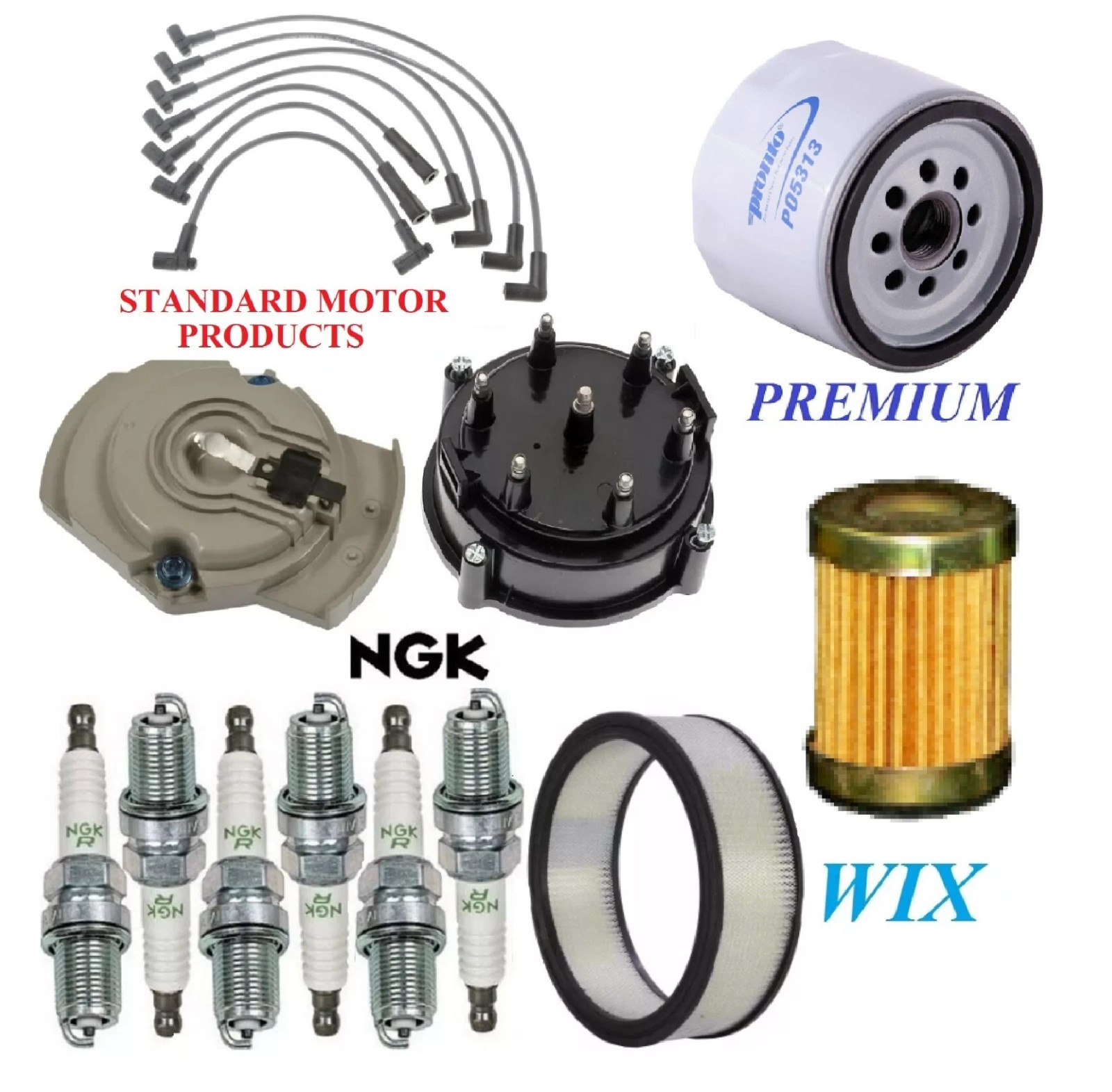 Tune Up Kit Air Oil Fuel Filters Wire Spark Plugs For GMC G35 L6 4.8L 1977