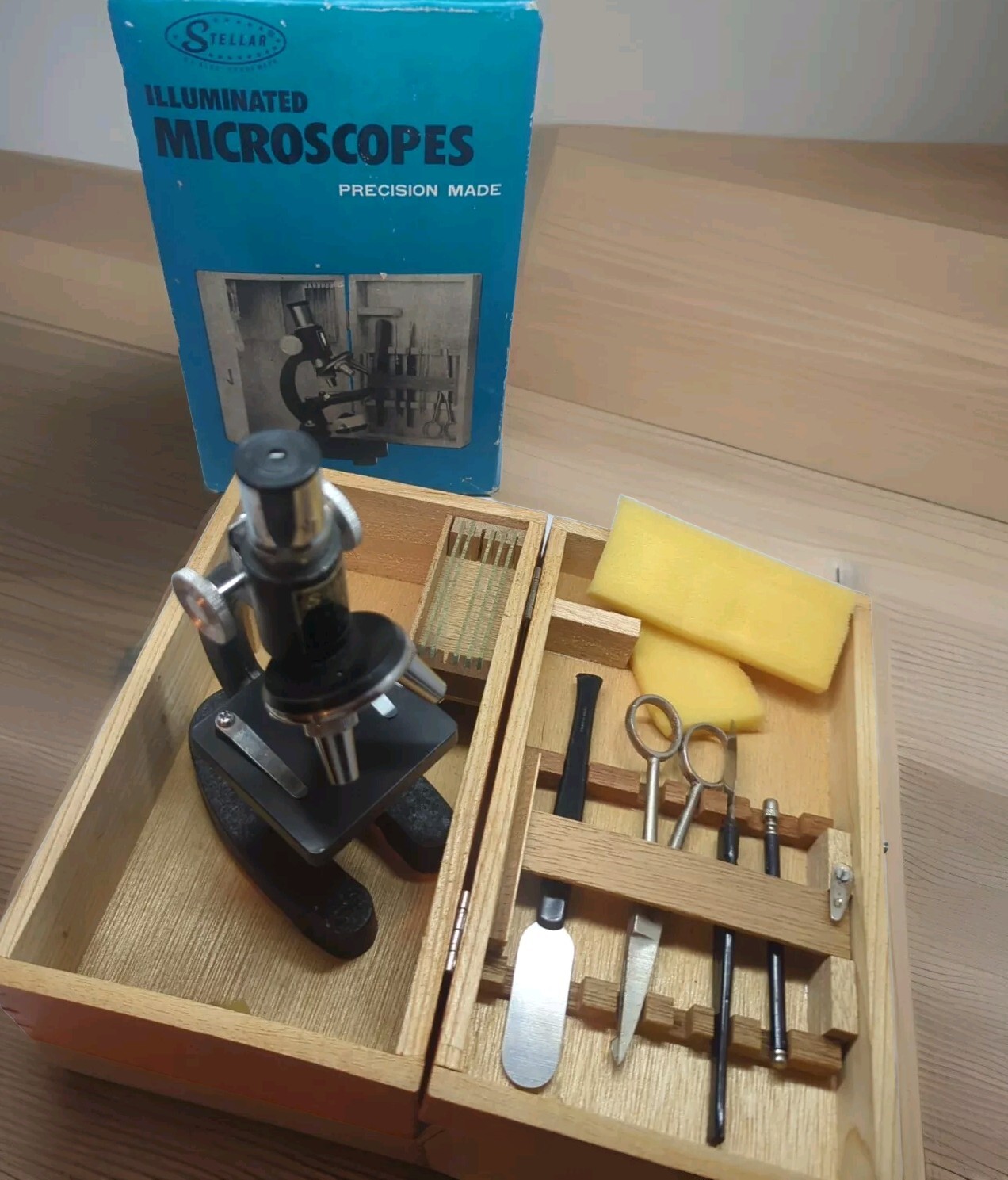 Vintage Stellar Illuminated MICROSCOPEs W/ Slides #2202 STILL IN ORIGINAL BOX