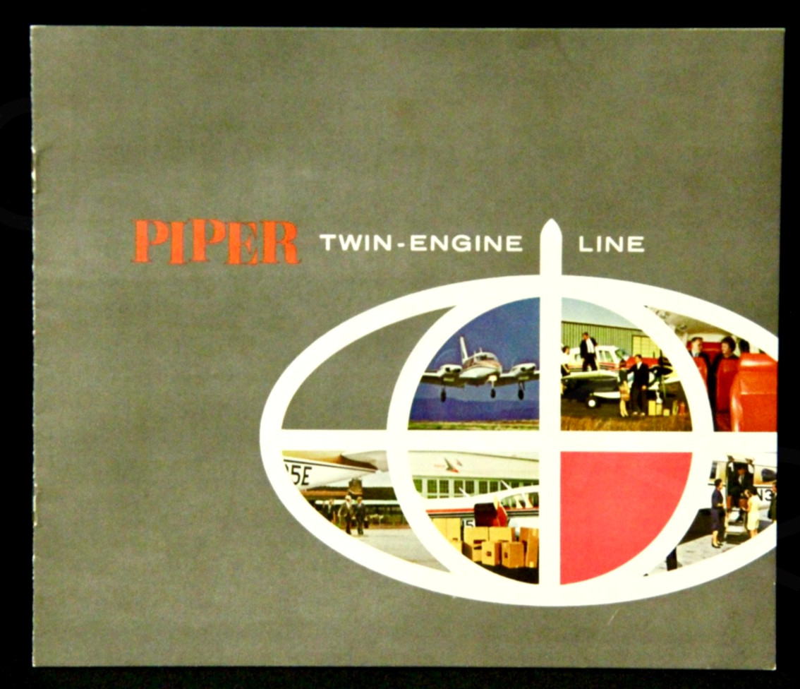 PIPER - TWIN ENGINE LINE 6 Pages Full Color Sales Brochure USA Vintage Gift 1965
