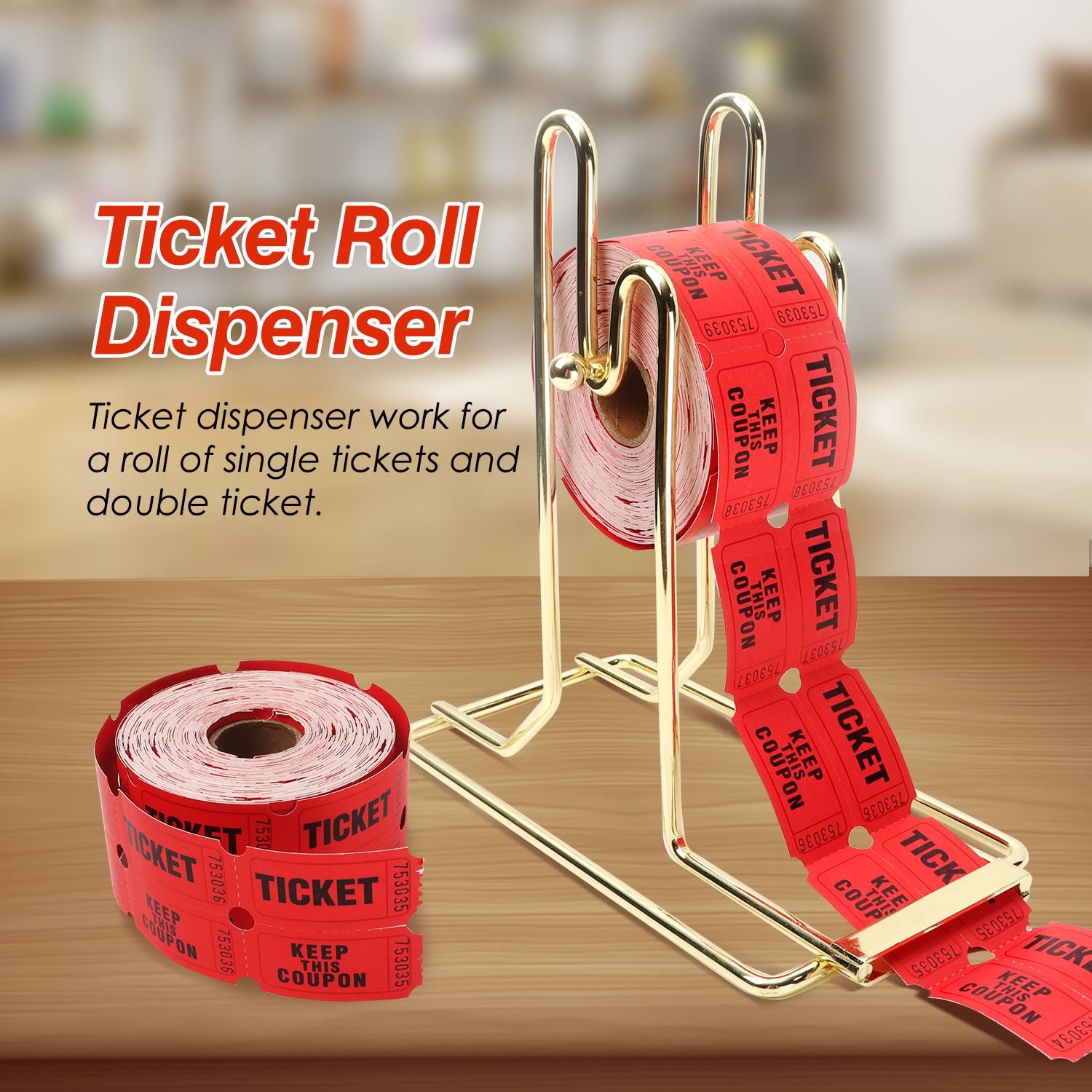 Brass Raffle Ticket Dispenser for Single & Double Roll Raffle Tickets - 2 Pack