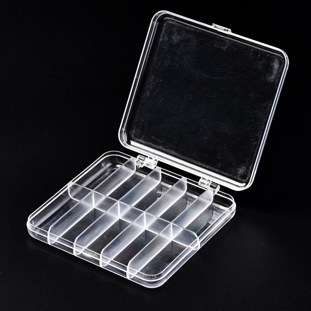 Bead Storage Containers 10 Compartment Organizer Boxes with Hinged Lid, 30 Units