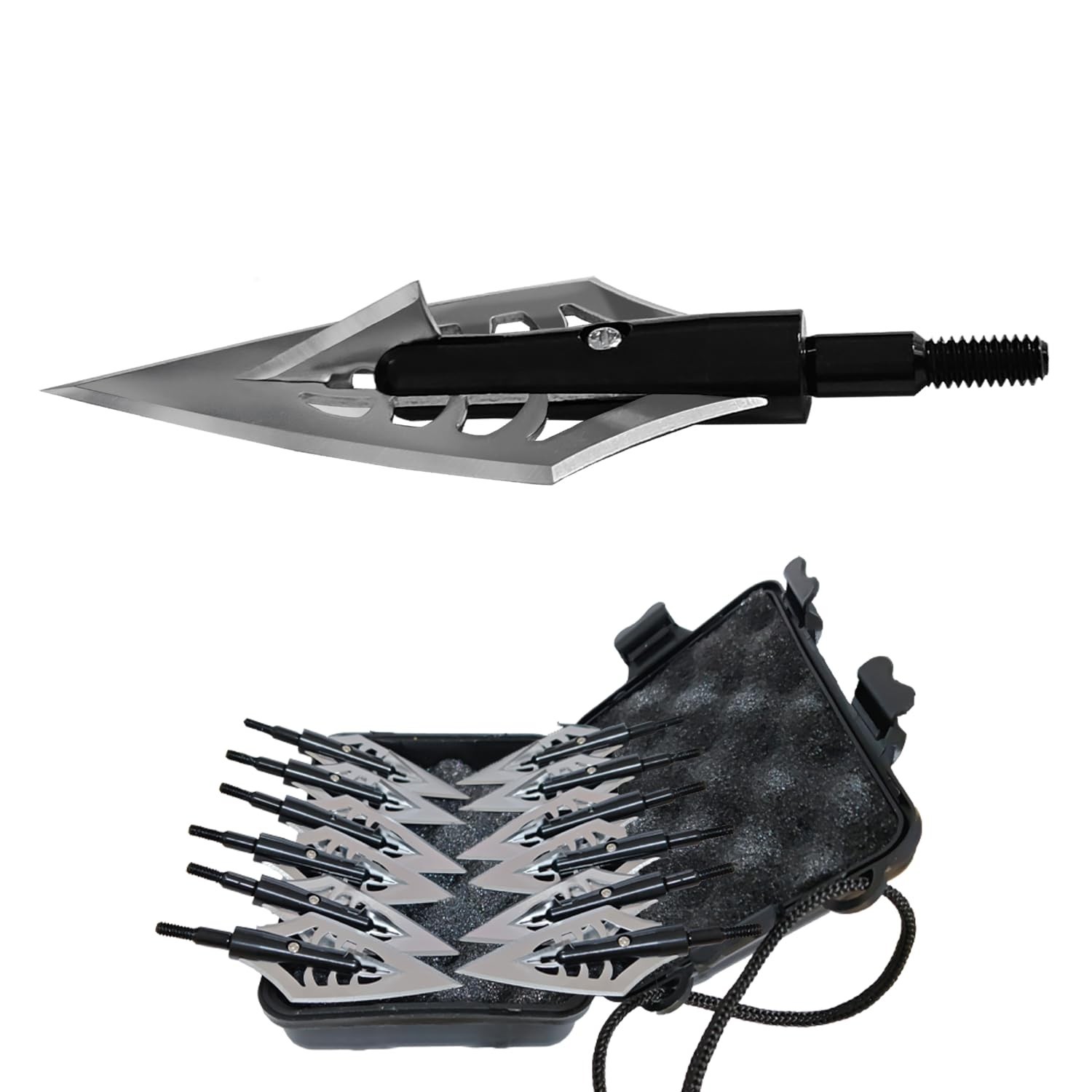 12Pcs 150 Grain Hunting Fishbone Broadheads 1.7" Cut Cross 4 Blade Crossbow C...