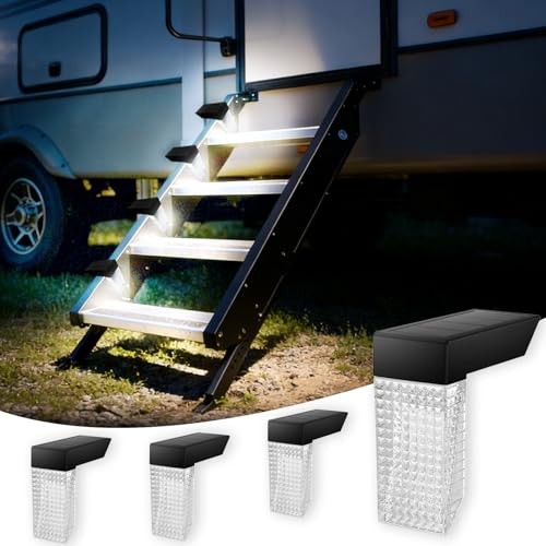 Solar Powered RV Step Lights, Wireless No Drill Outdoor Exterior Lights,