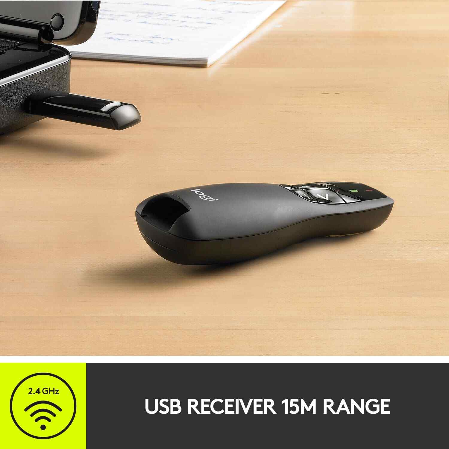Logitech - R400 Presenter Remote Control - Black