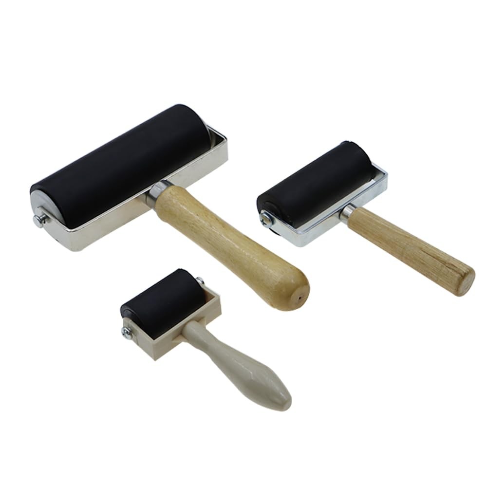 Rubber Roller with 3 Size for Crafting Brayer Rollers Printmaking Tools