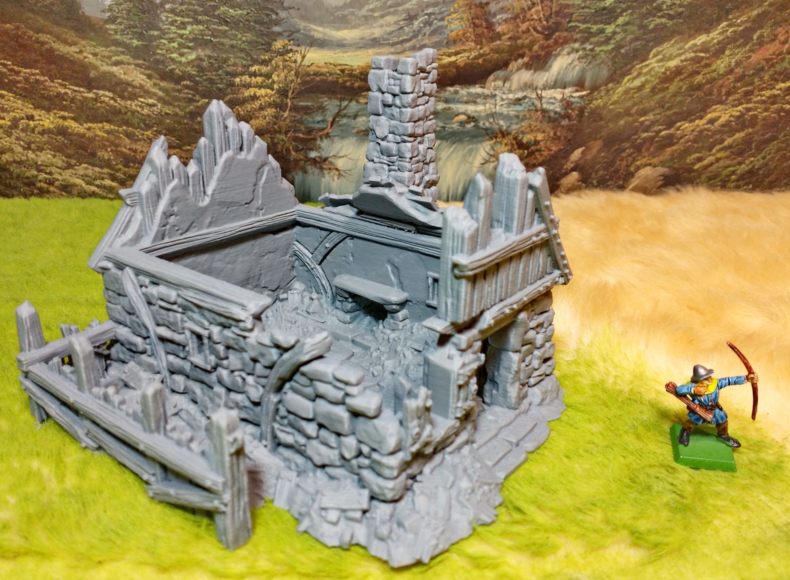 Medieval Ruined Stone House 28mm Baddock Farm Terrain D&D Warhammer Mordheim