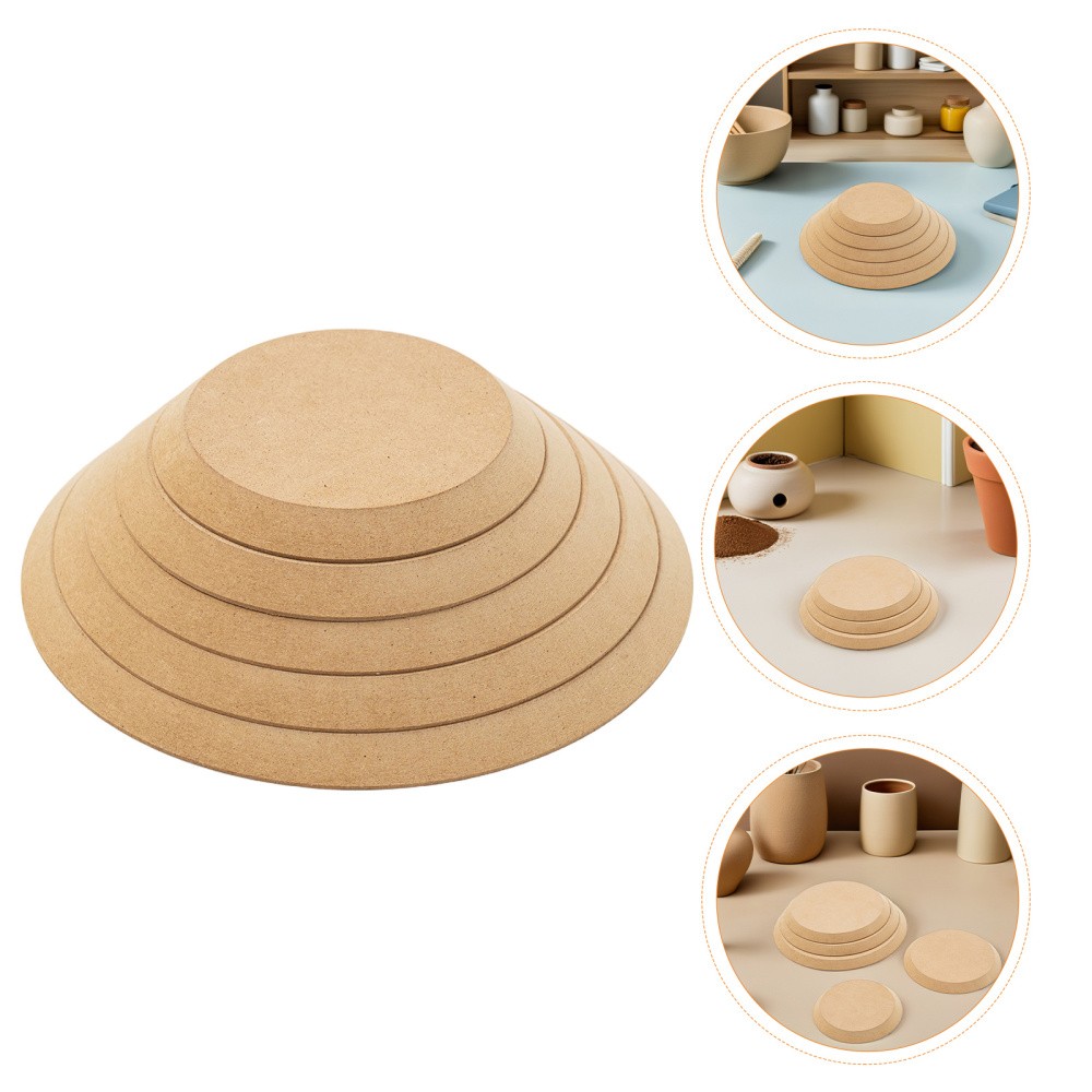 5 Pcs Blank Density Mold Ceramics Plate Forming Molds Wooden Pottery