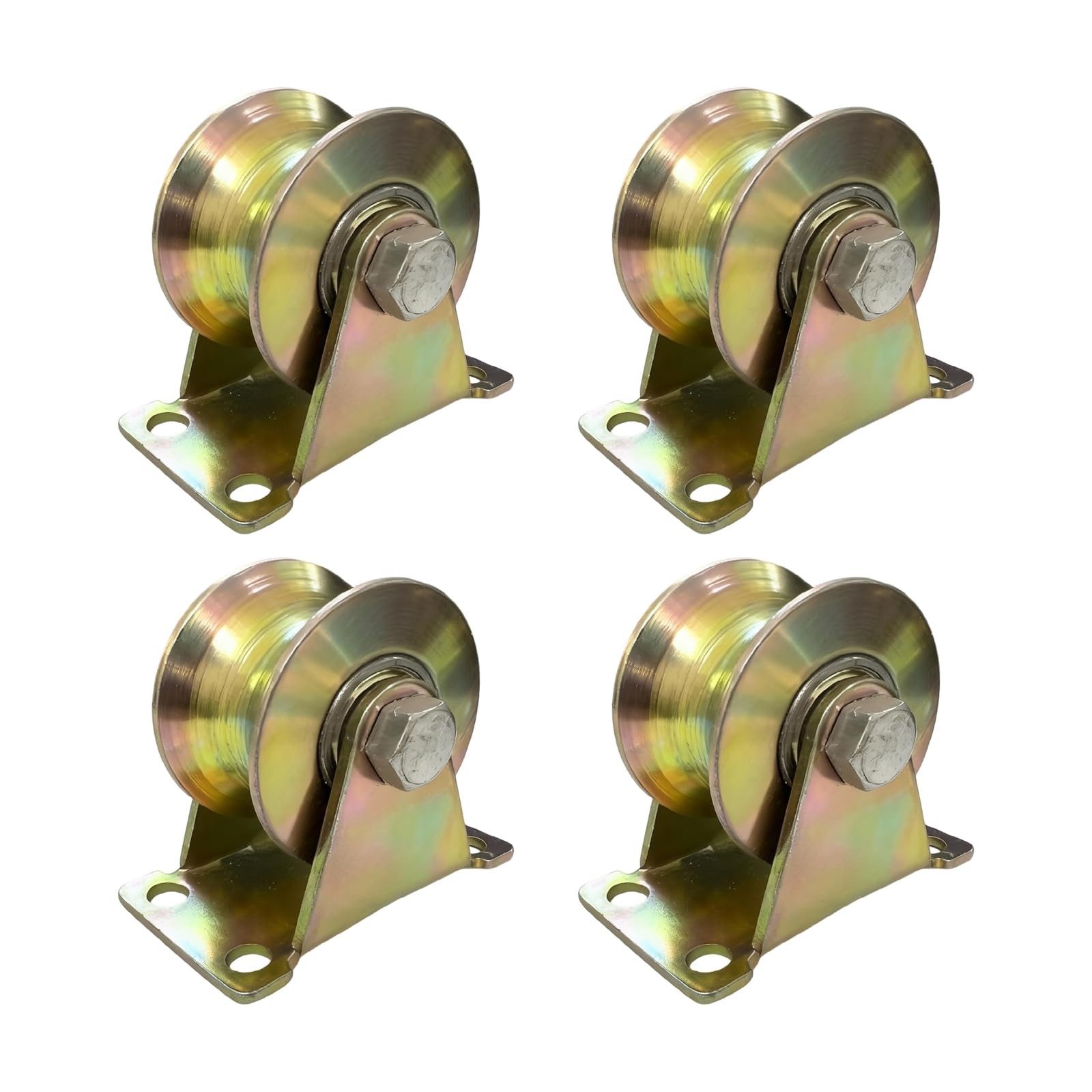 4 Pack 2 Inch Heavy Duty U-Groove Gate Casters, 660 lbs Galvanized Steel Rigi...