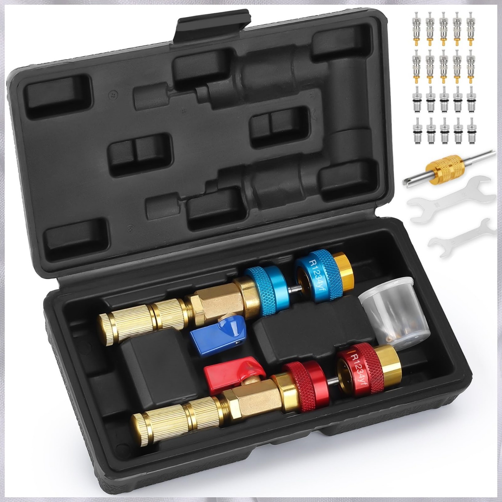 US-FREESHIP  Valve Core Quick Remover Installer Tool Set, High Low Pressure