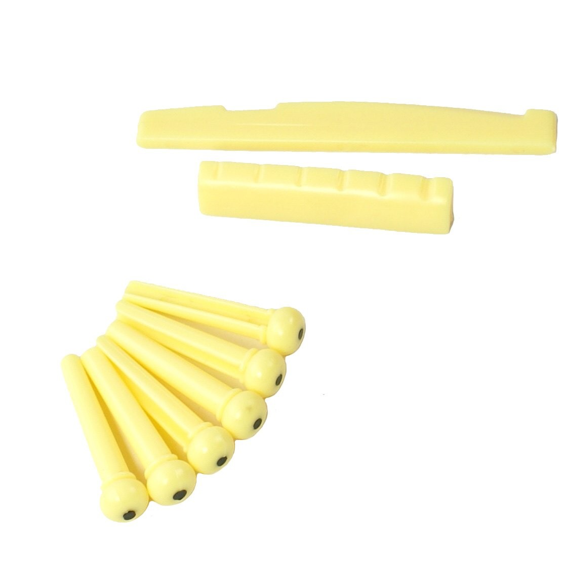 Acoustic Guitar Saddle/Bridge Pins/Nut Combo Set,Aged Ivory Color