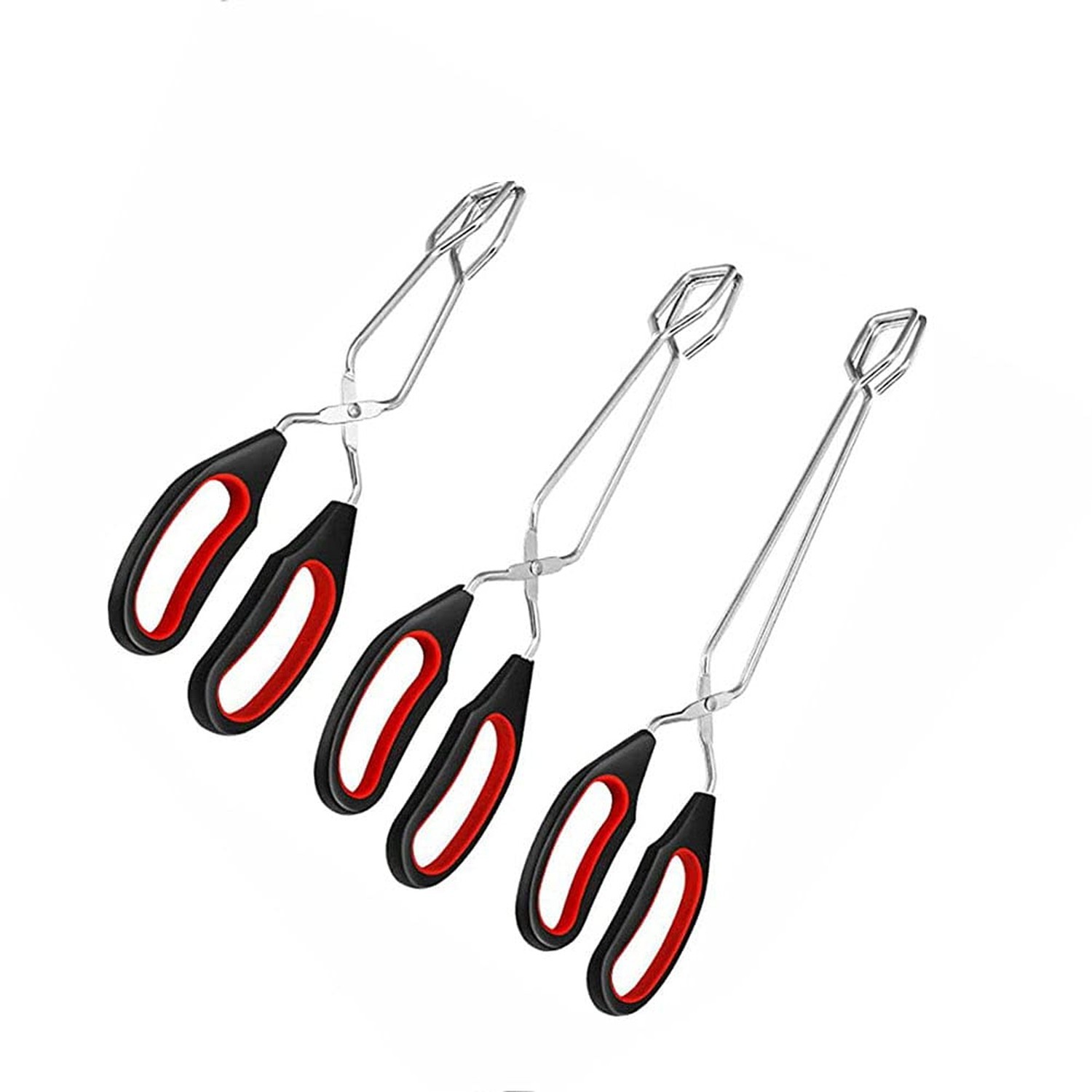 Alnicov 3 PCS Scissor Tongs, Stainless Steel Kitchen Barbecue Scissor Tong wi...
