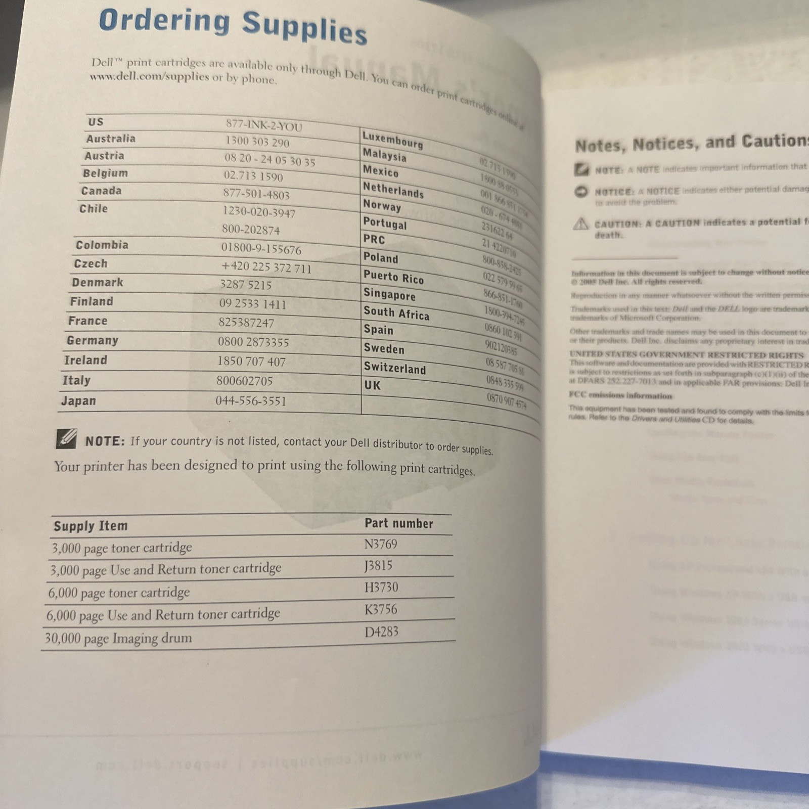 Dell 1710 Laser Printer Owners Manual 2005