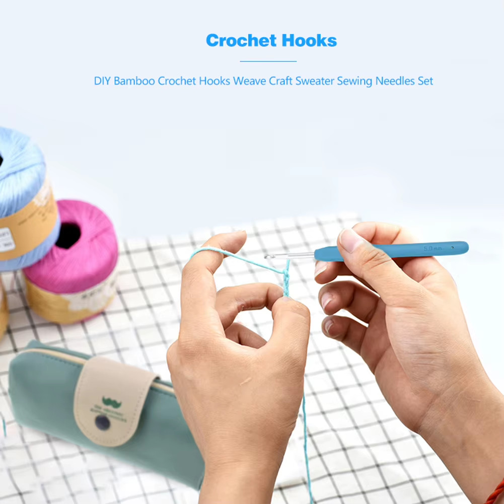 Aluminum Crochet Hooks with Soft TPR Silicone Handles for Knitting Projects