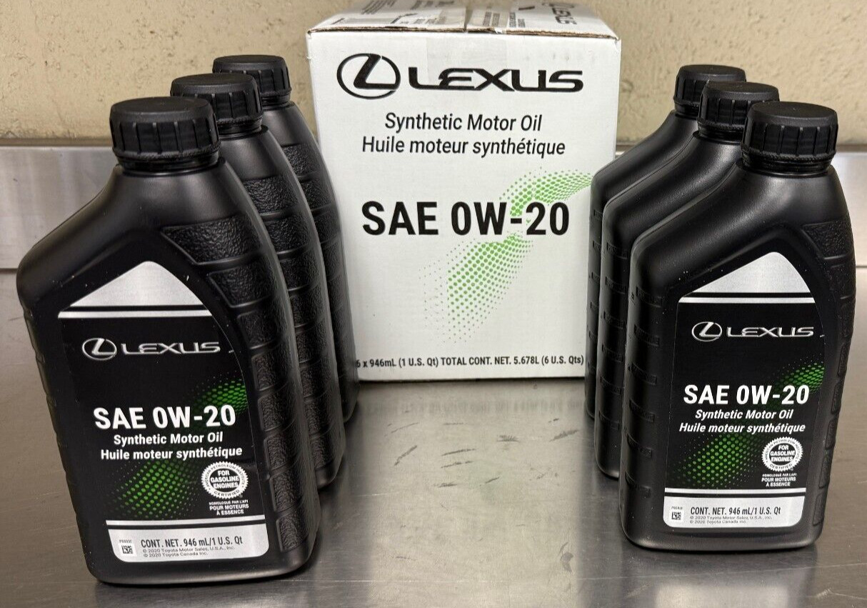 LEXUS/TOYOTA MOTOR OIL 0W-20 6 QTS IN A CASE 00279-0WQTE0-1TX