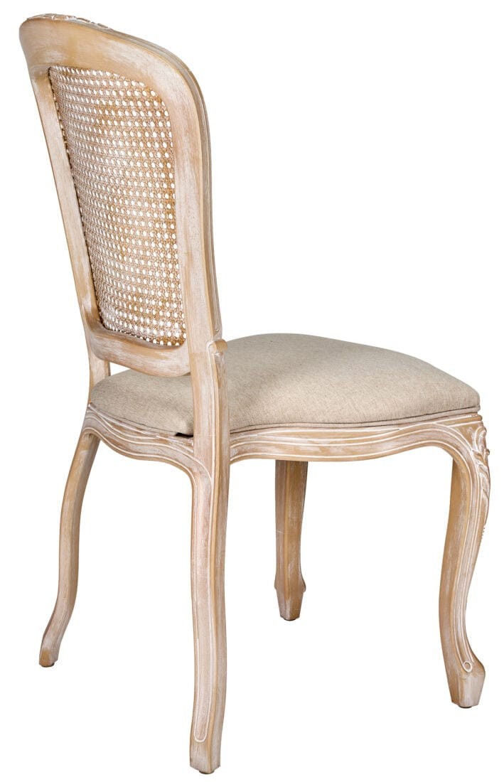 Natural White Washed Resin Royal Chair with Beige Tweed Seat by Chivari