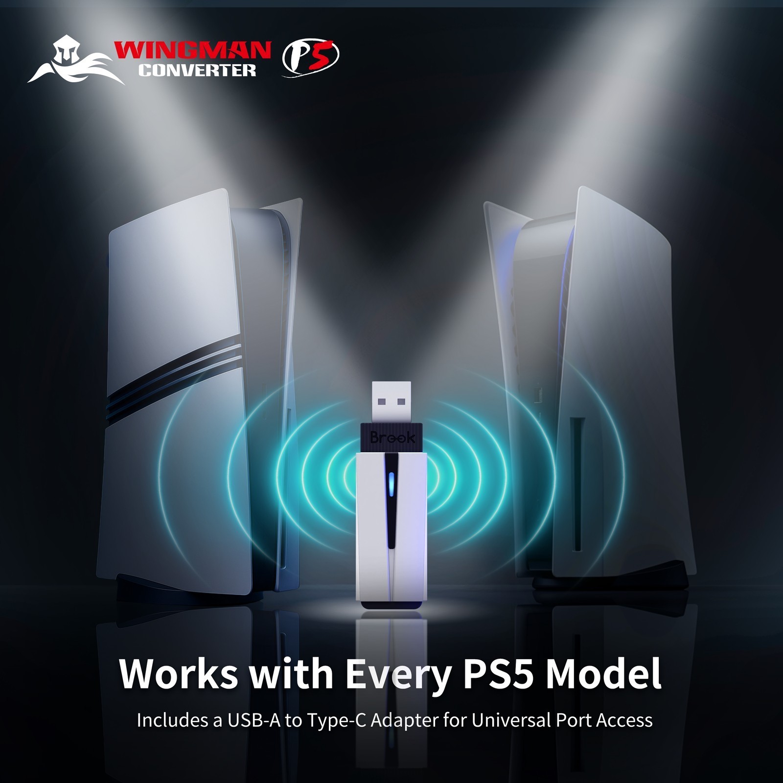 Brook Wingman P5 Converter – Wireless Controller Adapter for PS5 / PS4 / PC
