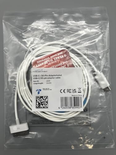 30-Pin to USB C Adapter Cable for iPhone, iPad, iPod – 6ft (Next-Generation Data