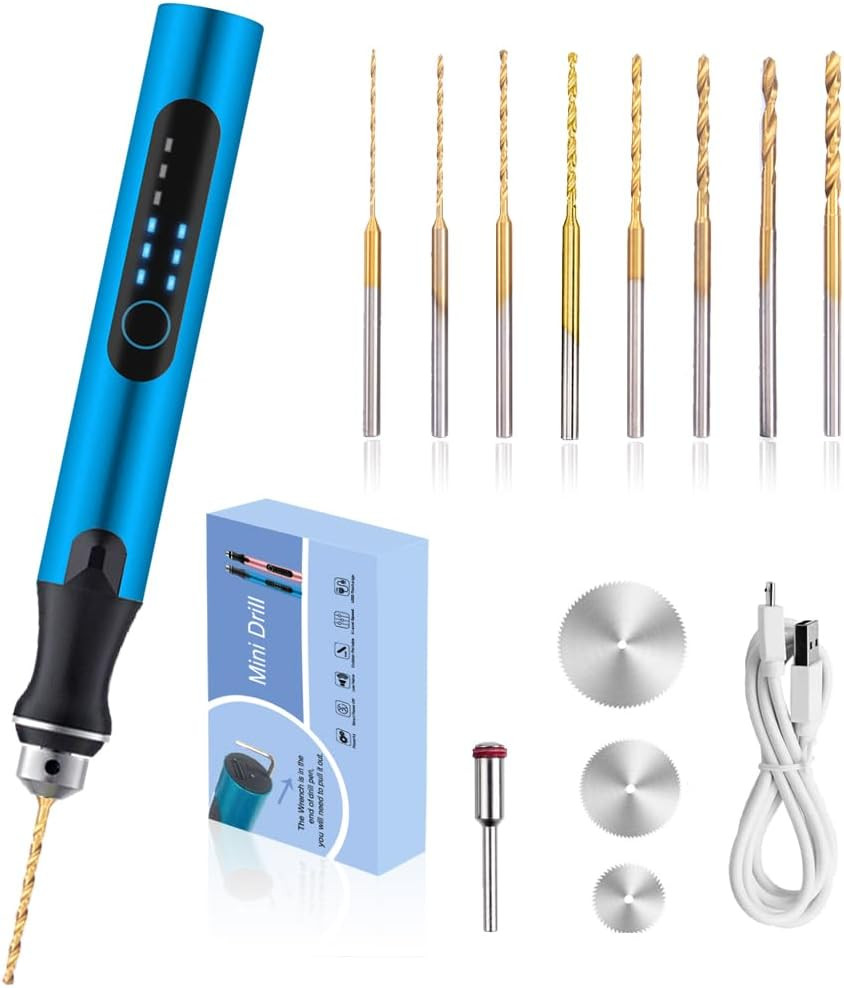 3-Speed Cordless Mini Drill Pen with 8 Small Drill BitsRechargeable Electric Ha