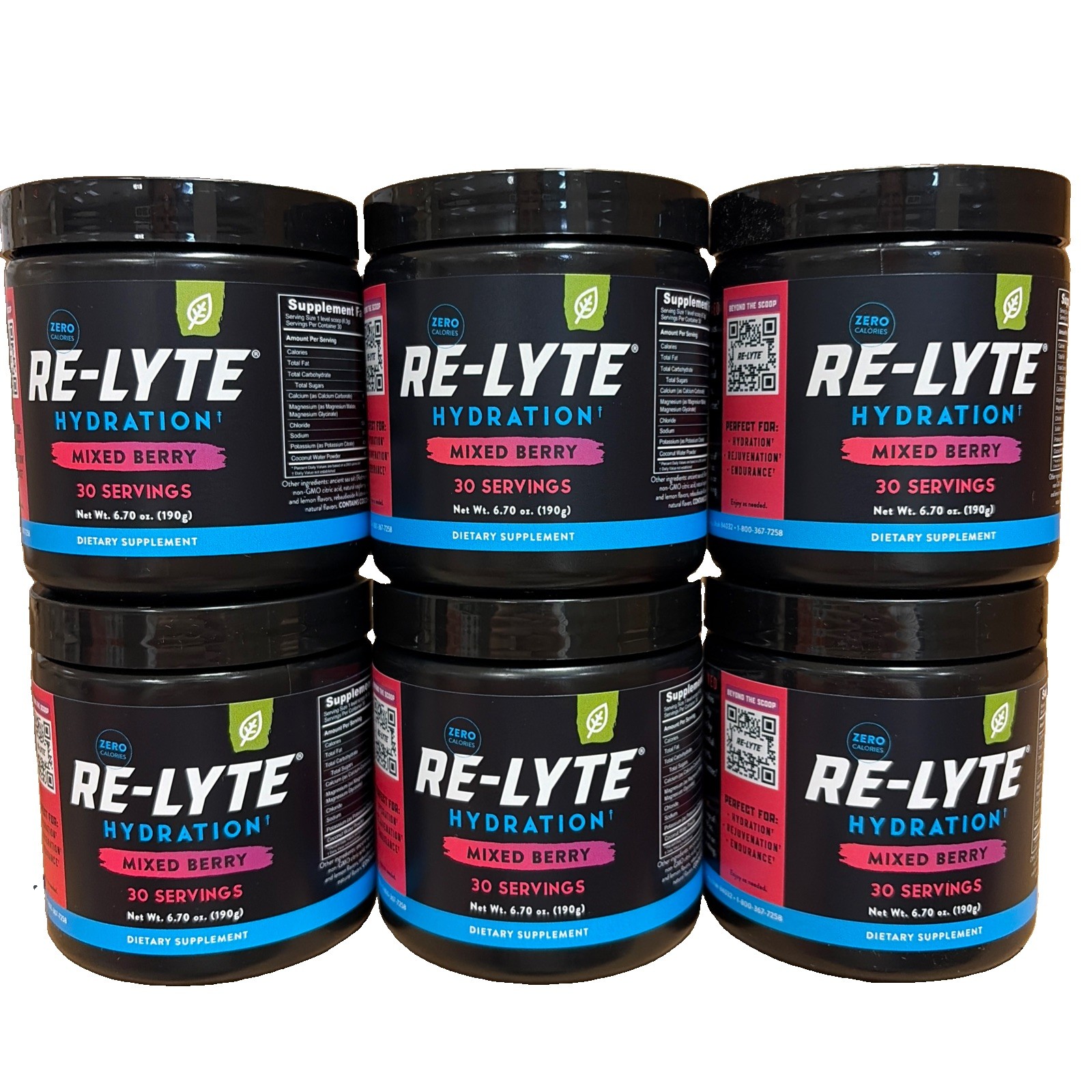 6-PACK Redmond Re-Lyte Hydration Mixed Berry 6.7oz Each - 180 Servings Total