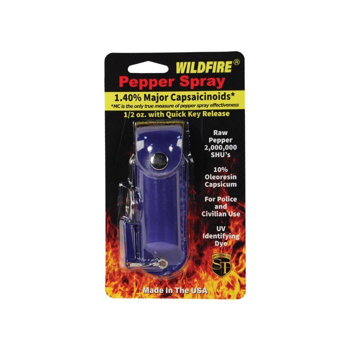 Wildfire® 1.4%MC 1/2oz Pepper Spray w Quick-Release Keychain Leatherette Holster