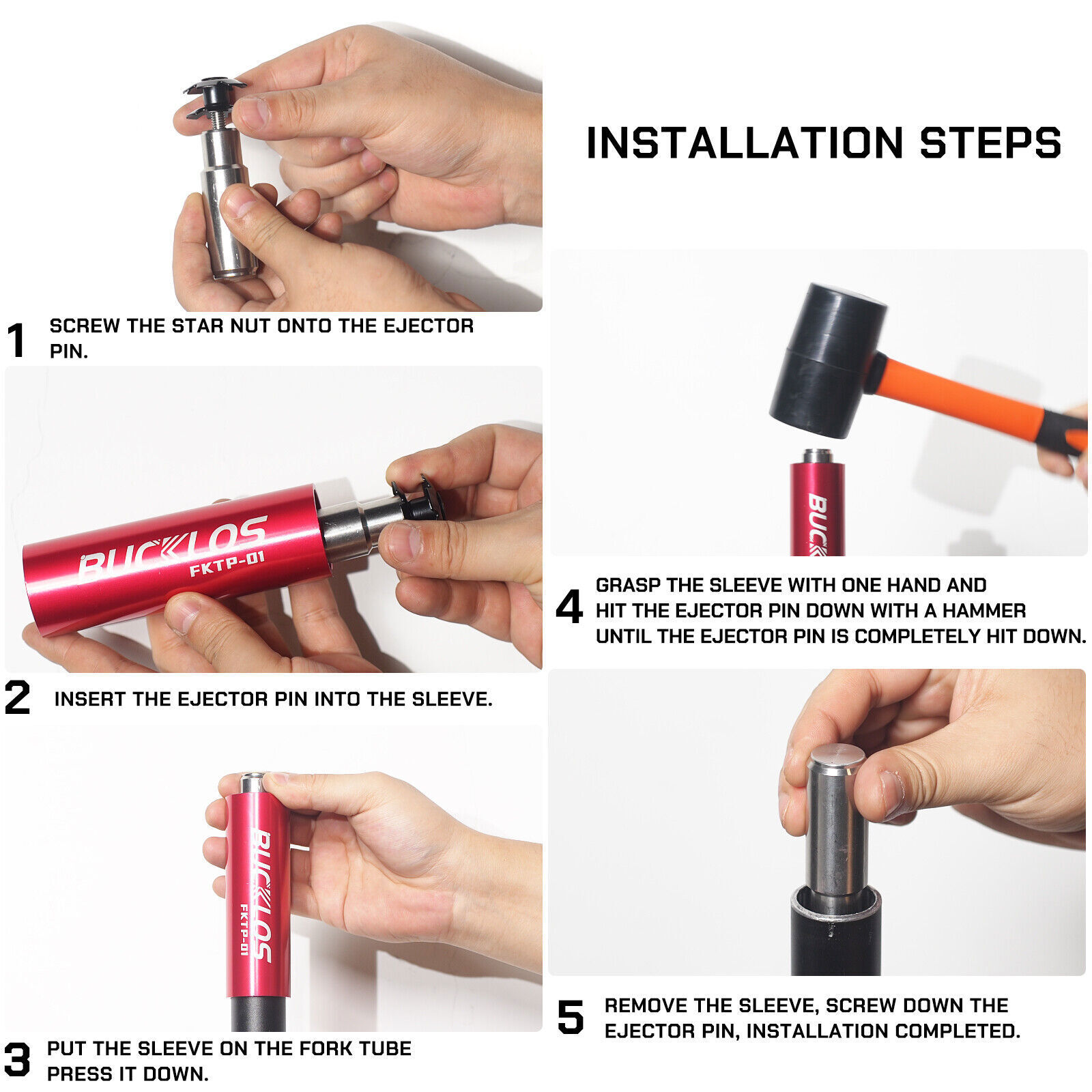 BUCKLOS Bike Fork Threadless Headset Star Nut Install Tool Remove Expansion MTB
