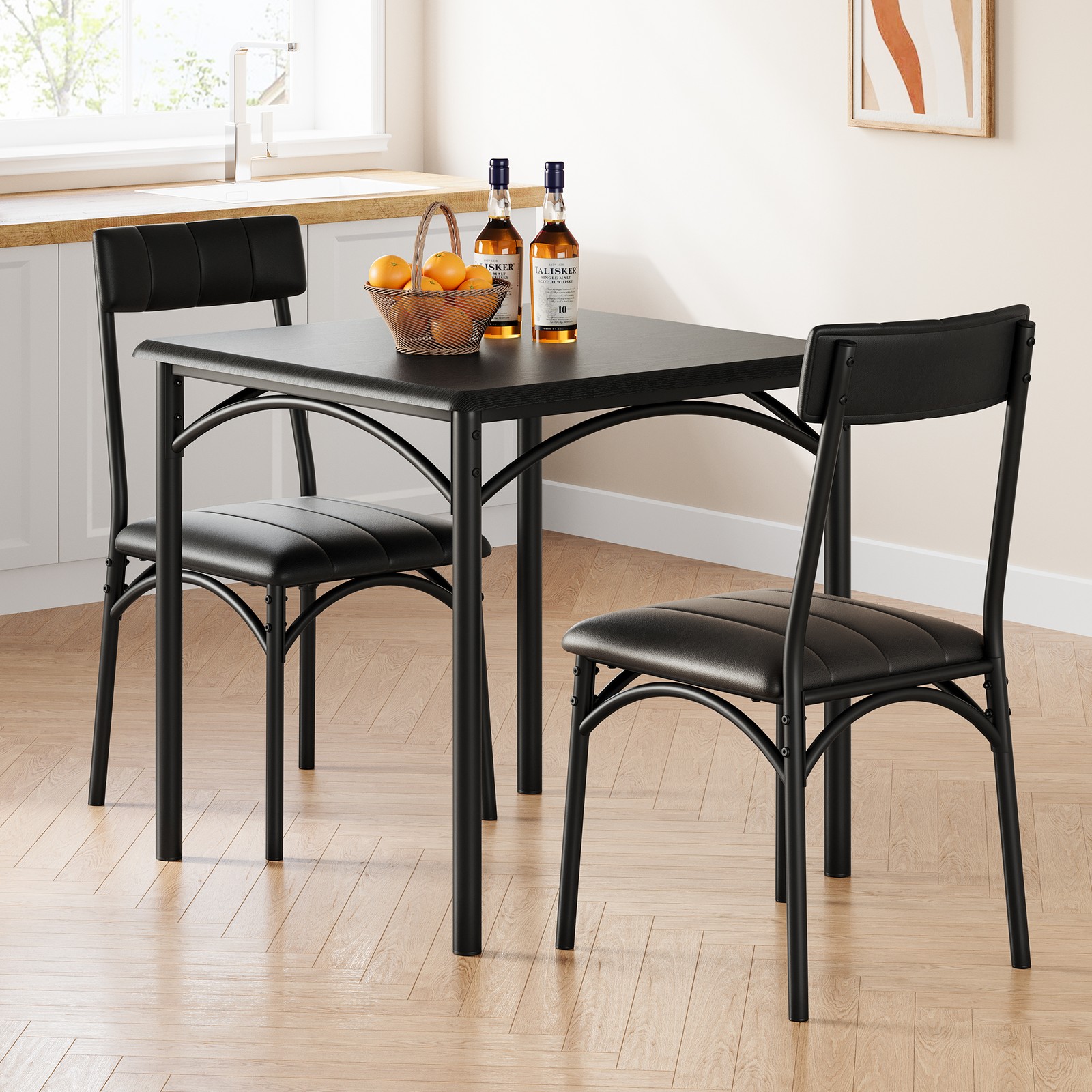 Dining Table Set Kitchen Dining Table Set for 2 W/Upholstered Chairs Apartment