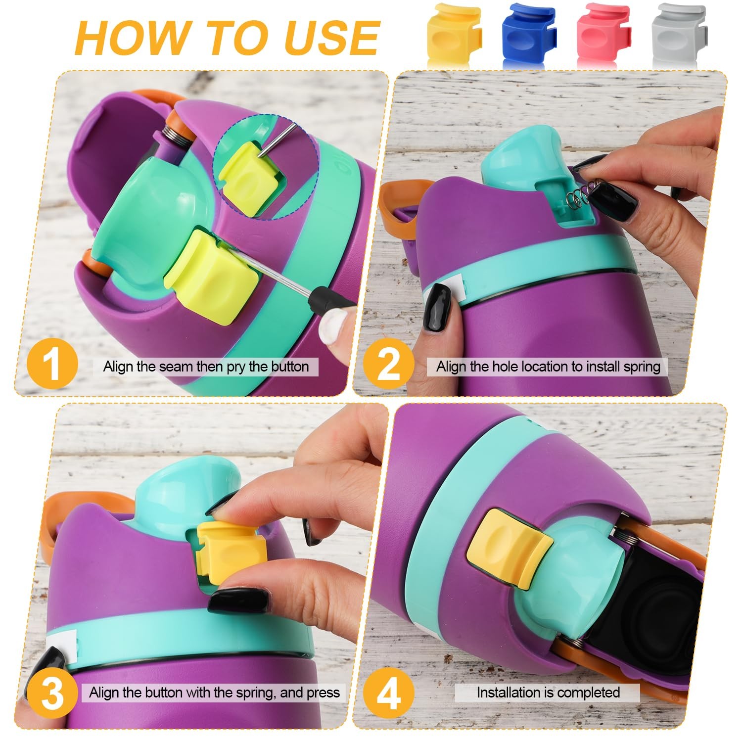 PEUTIER 4pcs Replacement Button Compatible with Owala FreeSip Medium, Color