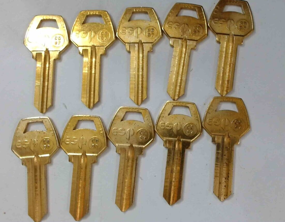 Lot of 10 Vintage High Security  ESP Corp High Security  Brass Uncut Key Blanks