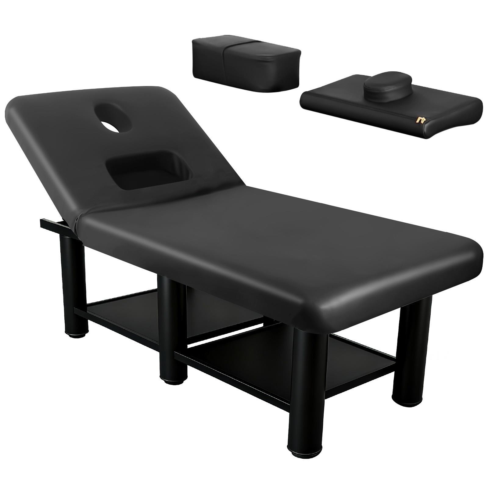1150LBS Massage Bed  PU Leather  Spa Facial Bed Metal Frame Black Massage Table
