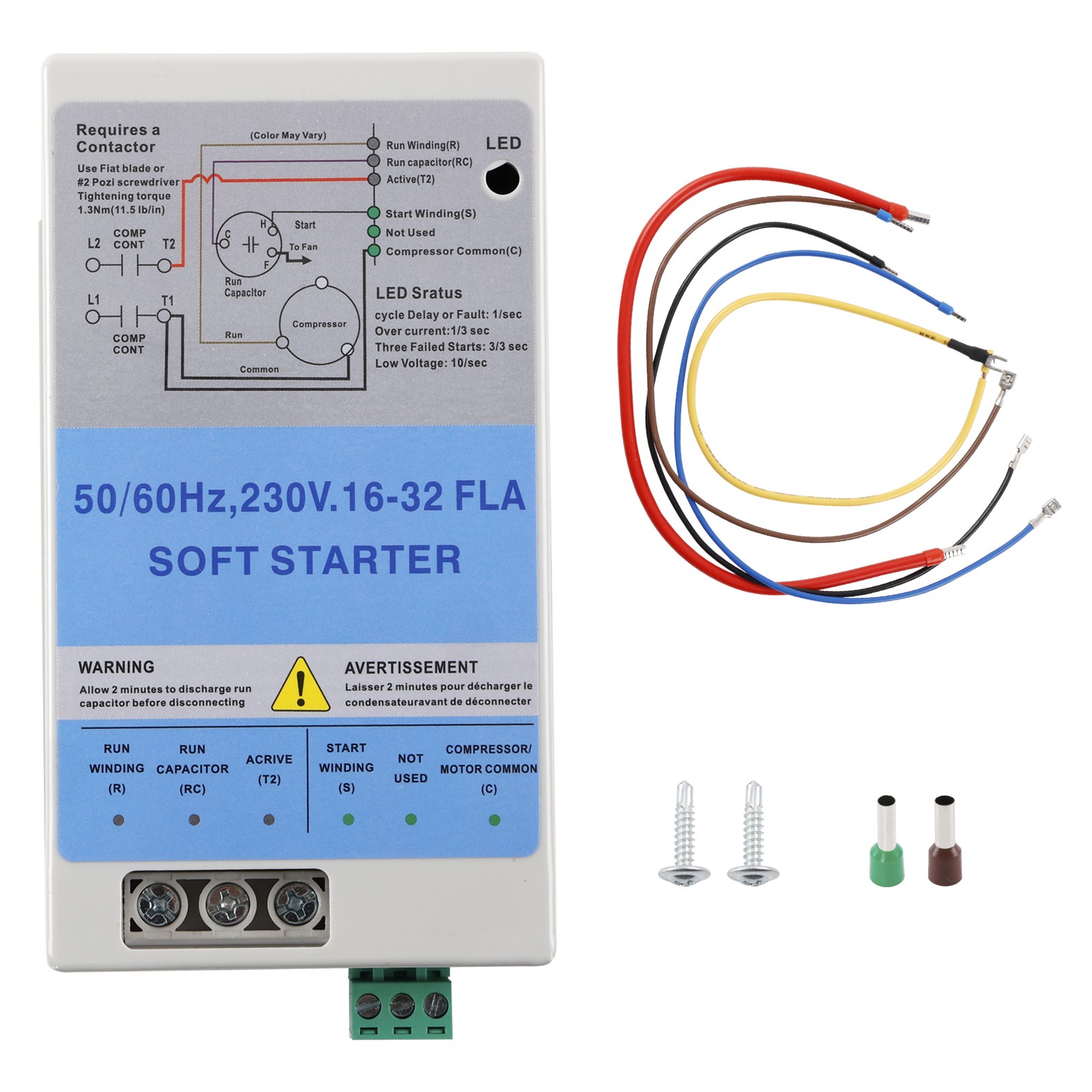 16-32A AC Soft Starter w/ Reverse Motor Protection For 4-7 Ton AC Install Kit