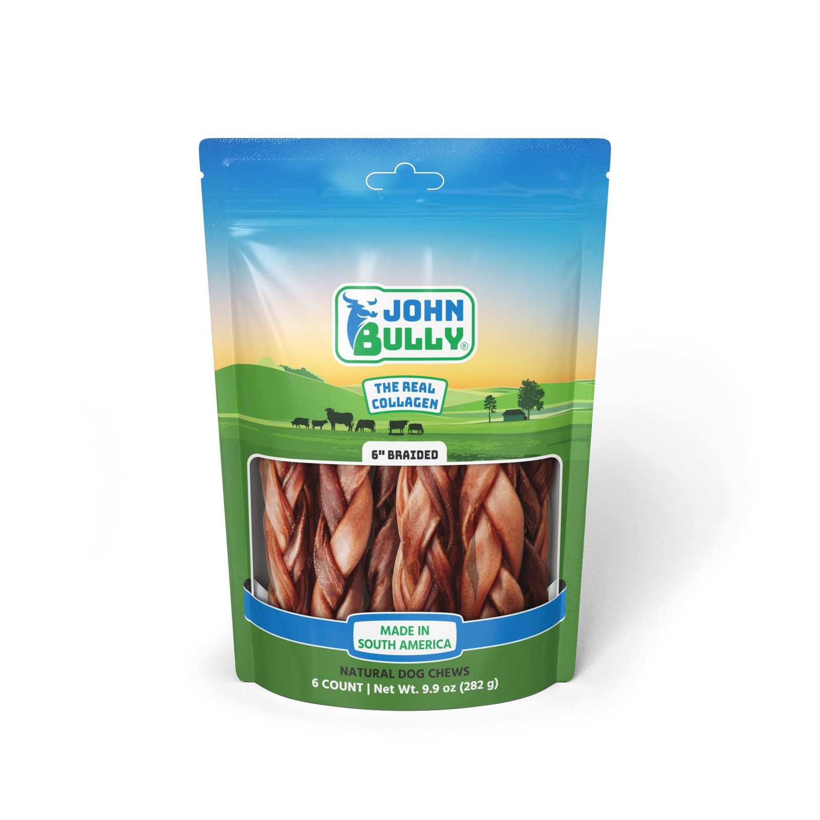 John Bully Collagen Braided 6" 6PK, The 6PK
