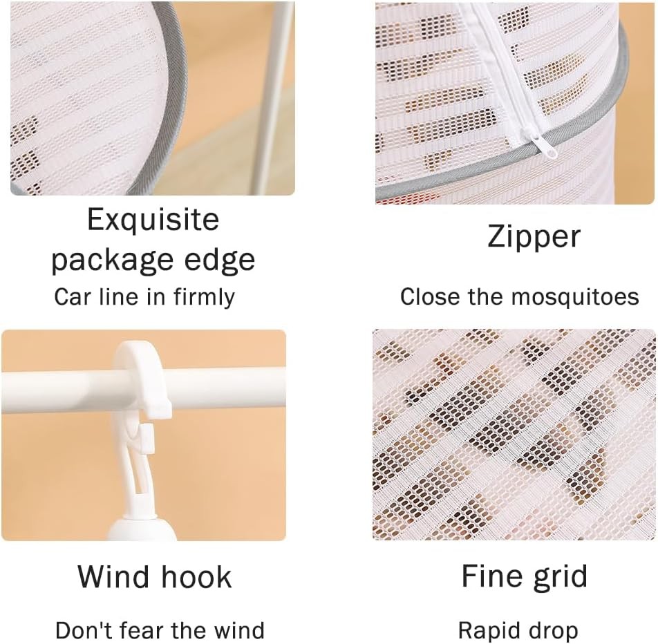 Herb Drying Rack 3-Layer Foldable Hanging Mesh Drying Net with Zipper